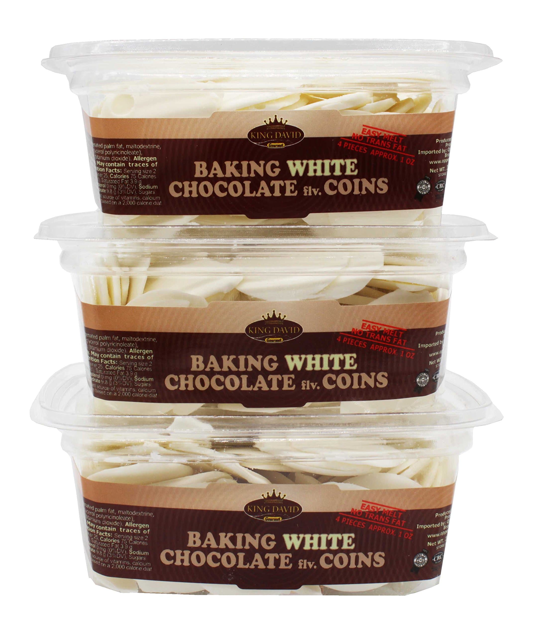 Kosher Easy Melt Non Dairy White Baking Chocolate Flavored Coins 12.34-ounce Jars (Pack of 3)