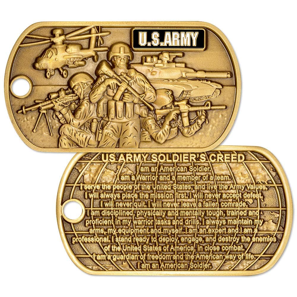 Armed Forces Depot U.S. Army Soldiers Creed Dog Tag with Chain