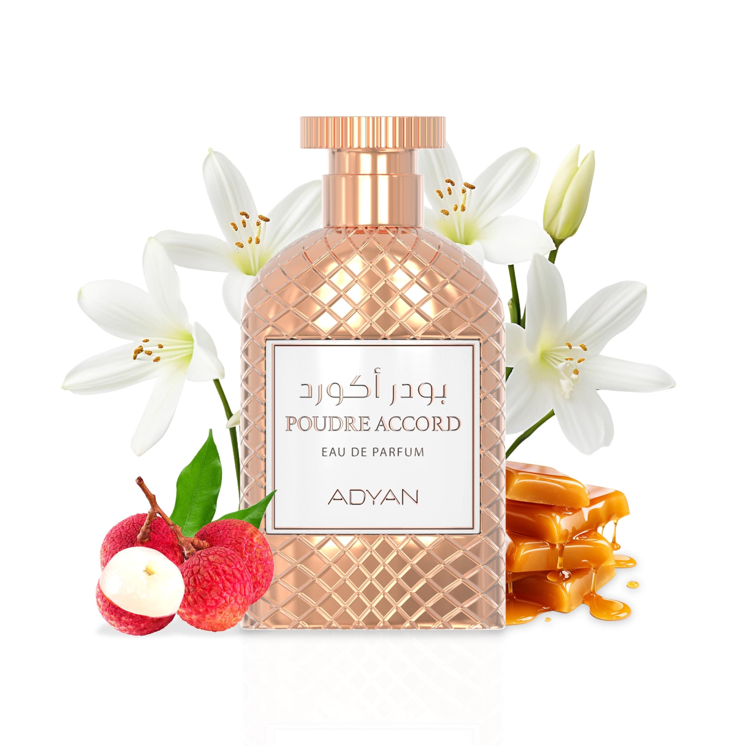 Adyan Poudre Accord EDP 100ml (3.4oz) - A Symphony of Neroli, Pink Pepper, and Litchi with a Heart of Orange Blossom and Jasmine - Luxury Arab Fragrance for Women
