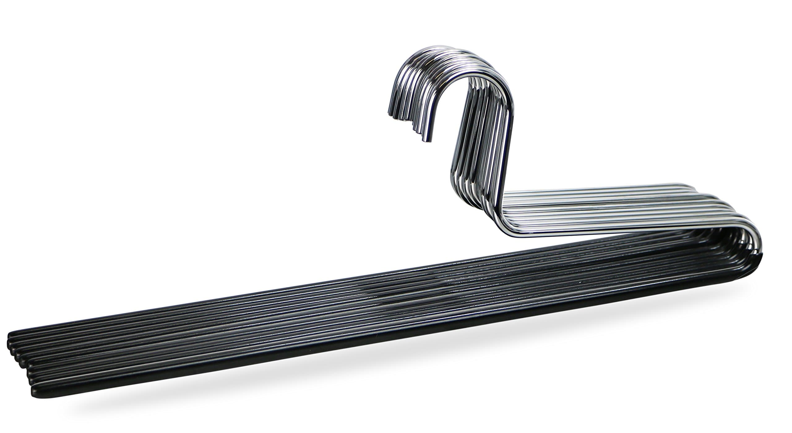 MAWAby Reston Lloyd Trouser Series Non-Slip Space-Saving Clothes Hanger with Single Rod for Pants, Style KH/1, Set of 10, Black