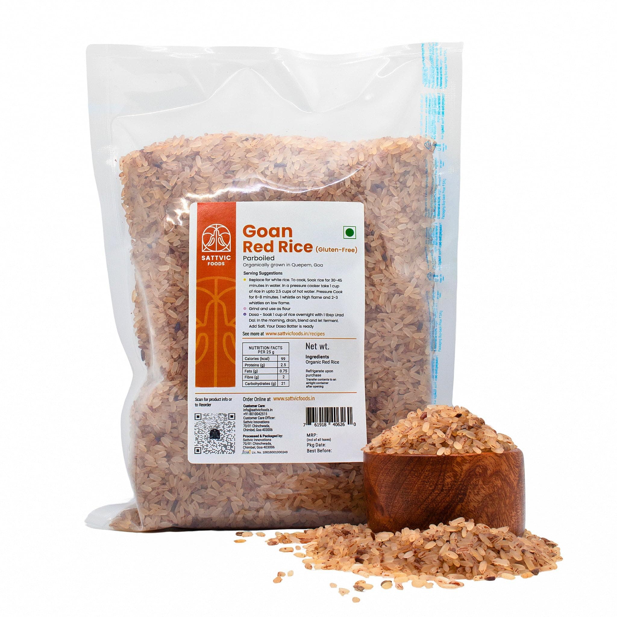 Sattvic Foods Goan Red Rice (4.5 kg) | Parboiled Rice, High Fibre, Low Glycemic Index | Nutrient-Rich, Healthier Alternative for White Rice | Pair with Curries, Add to Salads, Soups & Kheer