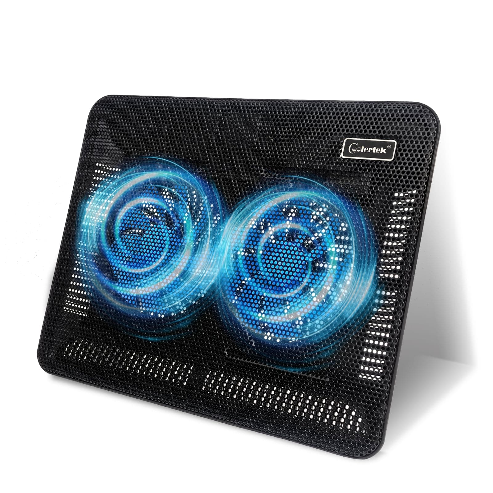 Laptop Cooling Pad, Portable Slim Quiet Laptop Notebook Cooler Cooling Pad Stand with 2 Blue LED Fans, USB Powered, Adjustable Angled, Fits 11-14 Inche