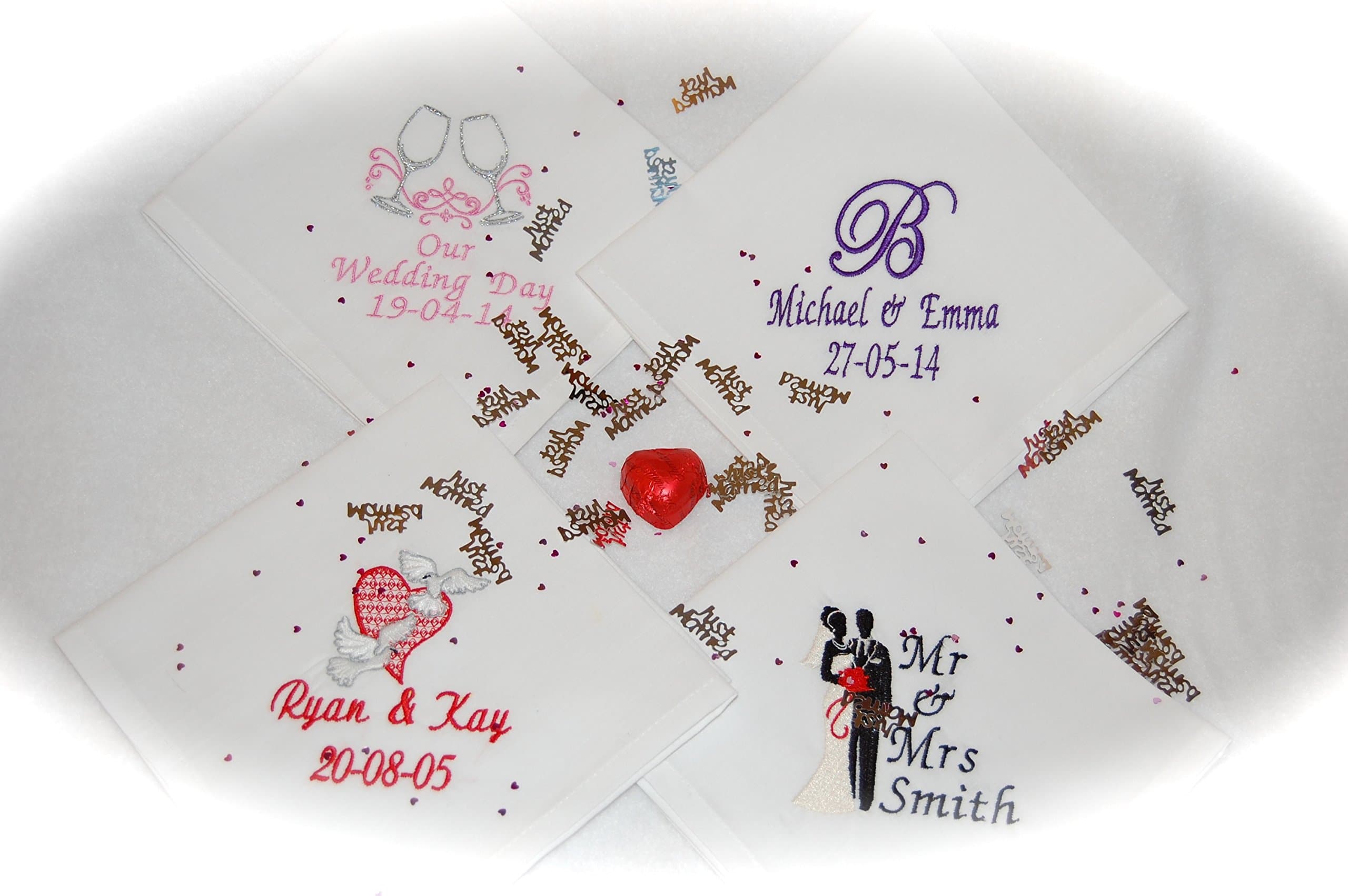 personalised embroidered wedding linen table napkins pack of 10