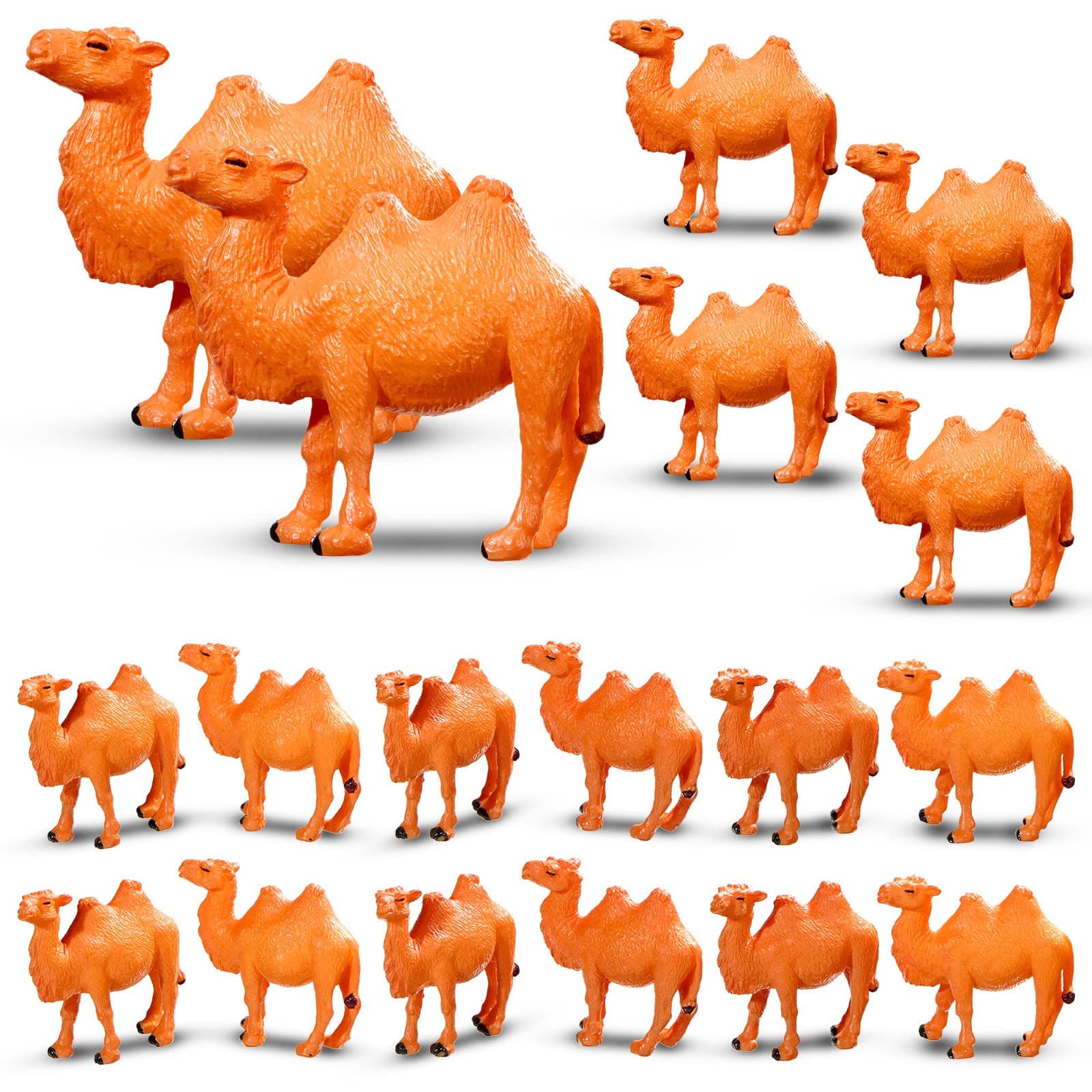Charniol 24 Pcs Camel Figurines Hand Painted Miniature Animal Statue Desert Camel Figures Animal Figurines Toys Models for Table Desktop Cake Toppers Collection Home Ornaments Decor
