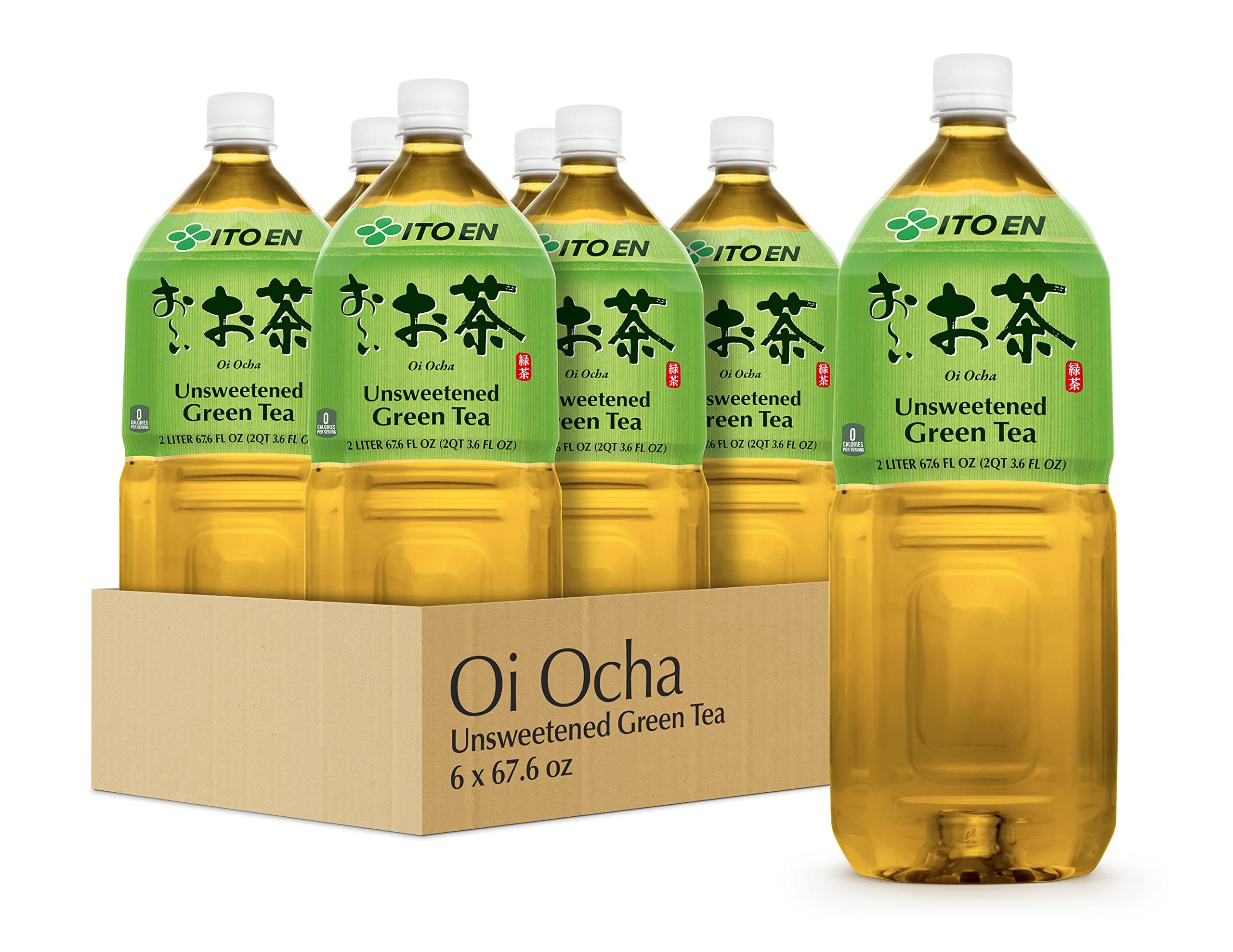 Oi Ocha Green Tea, Sugar Free, 2 Liter Bottle, 67.6 Ounce (Pack of 6)