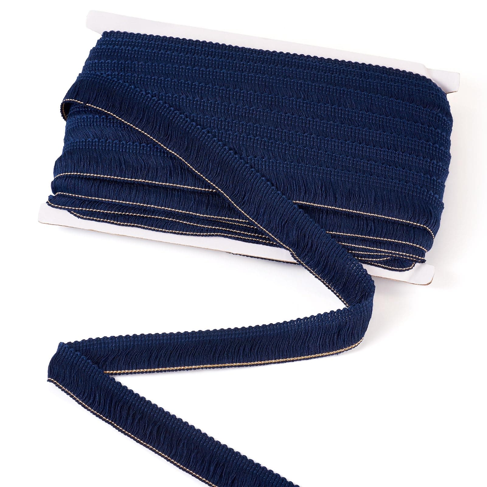 Beadthoven 27 Yards 1 Inch Fringe Trim Tassel Ribbon Polyester Lace Ribbon for Sewing, Clothing, Cushions, Pillow, Curtain, Home Decorations, DIY Crafts - Navy Blue