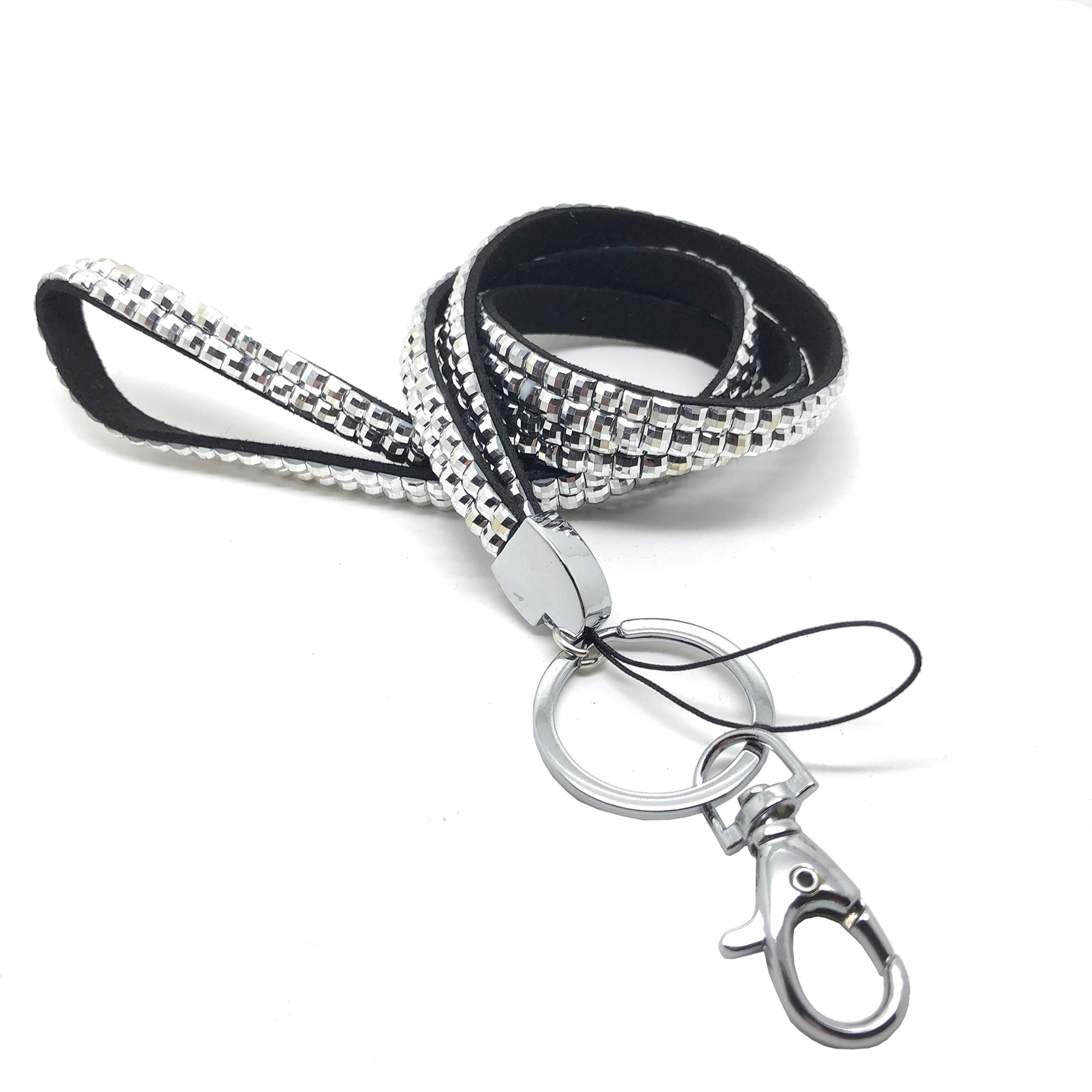 Audew Strap Lanyard Bling Rhinestone Crystal Custom for ID Badge Key Ring Holder