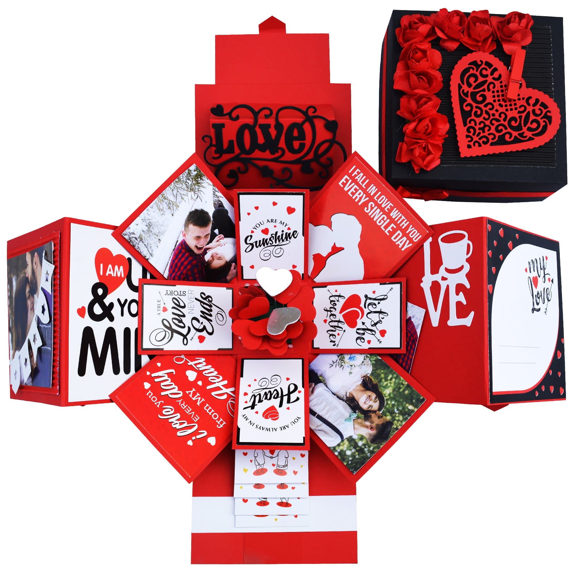 DecuT 3 Layered Romantic Handmade Explosion Box for Birthday Love Explosion Box Gift for Birthday Explosion Box Kit(Customized Explosion Box)