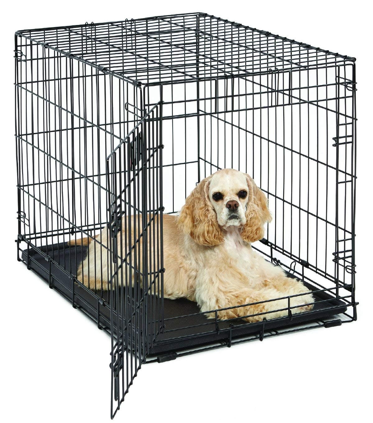 MidWest Homes for Pets Medium LifeStages Single Door 76 cm Folding Dog Crate, Enhanced Security, Includes Leak-Proof Pan, Divider Panel, Handle, Rubber Feet