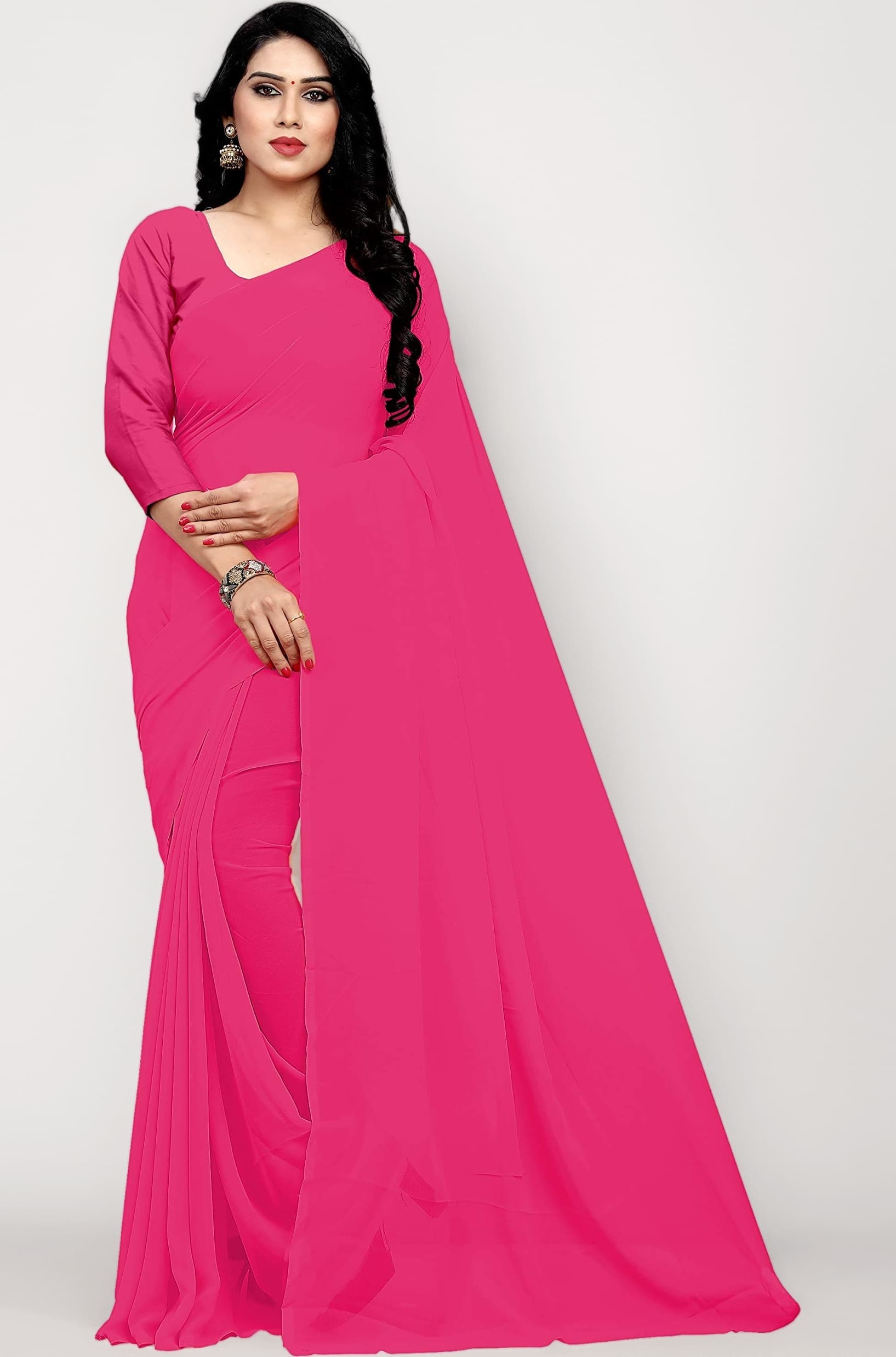 Women's Georgette Saree With Unstiched Blouse Piece