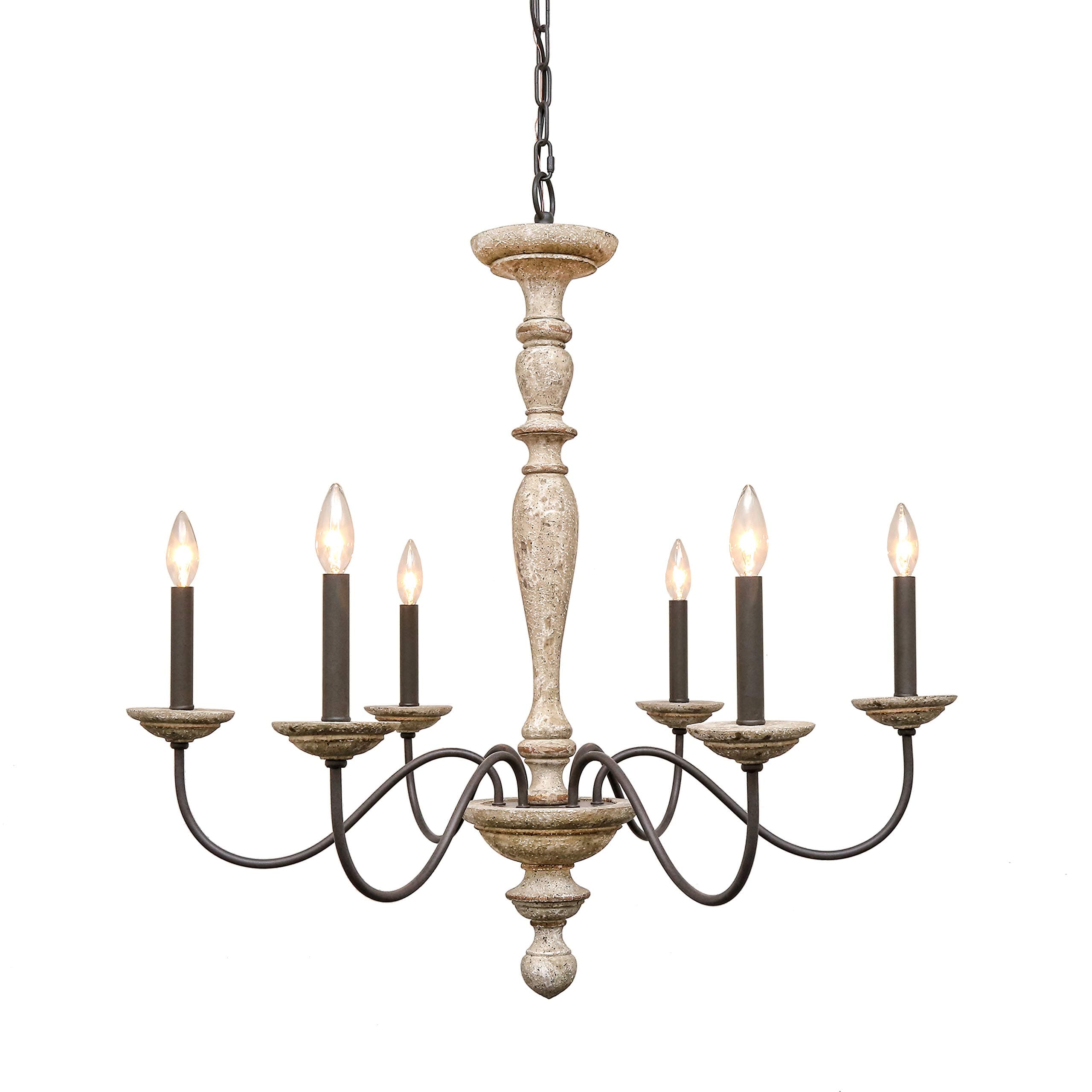 Jane French Country Rustic 6 Light Wood Chandelier