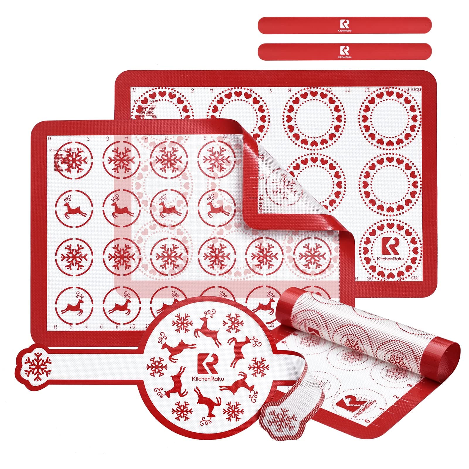 Silicone Baking Sheet Mat Set of 4, Perfect Food Grade Reusable Silicone Mat for Baking Sheets,Non Stick Silicone Liner for Rolling& Bake Pans - Macaron/Cookie/Bun/Bread Making By KITCHENRAKU KR