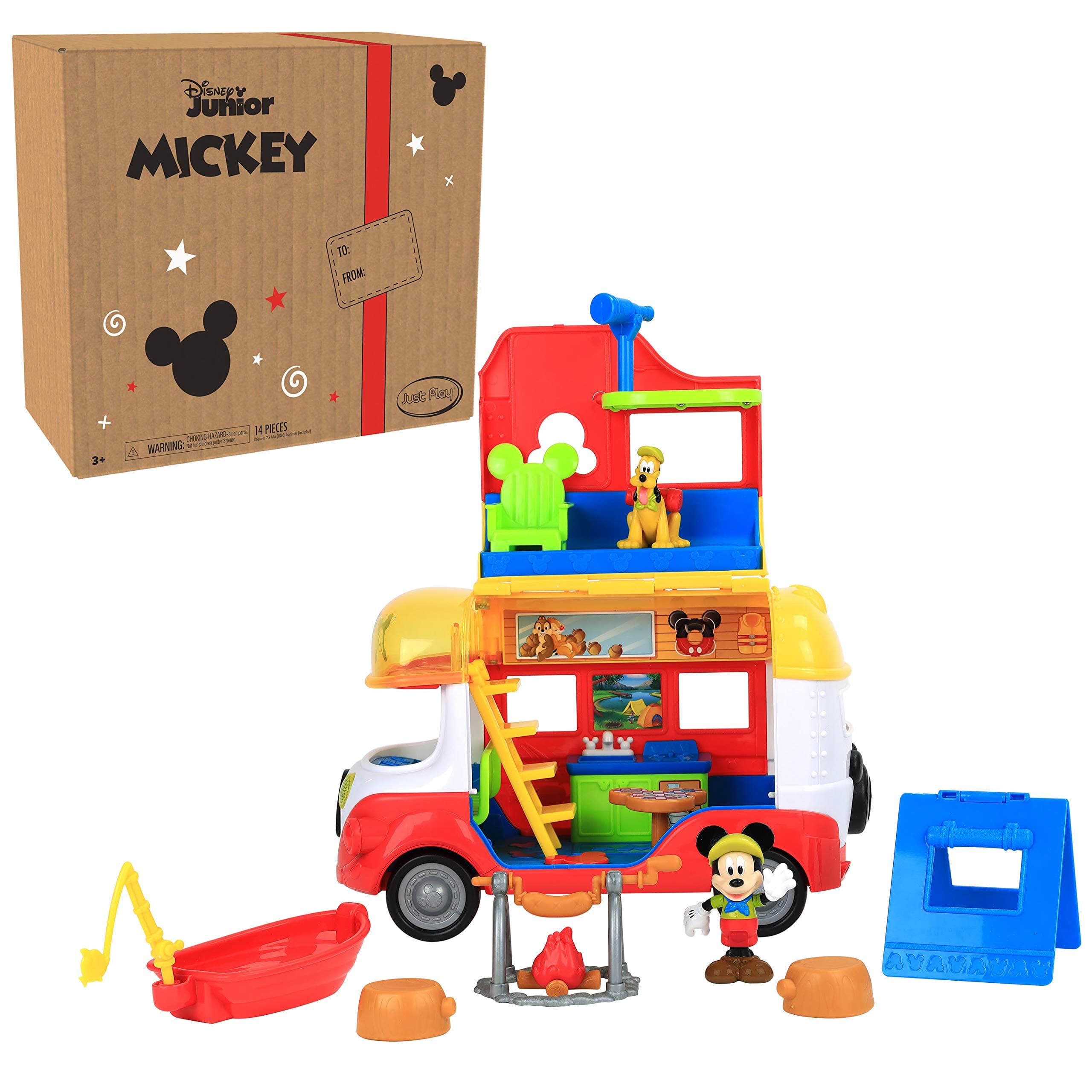 Disney Junior Mickey Mouse Outdoor and Explore Camper, Lights and Sounds Playset, Kids Toys for Ages 3 Up, Amazon Exclusive by Just Play