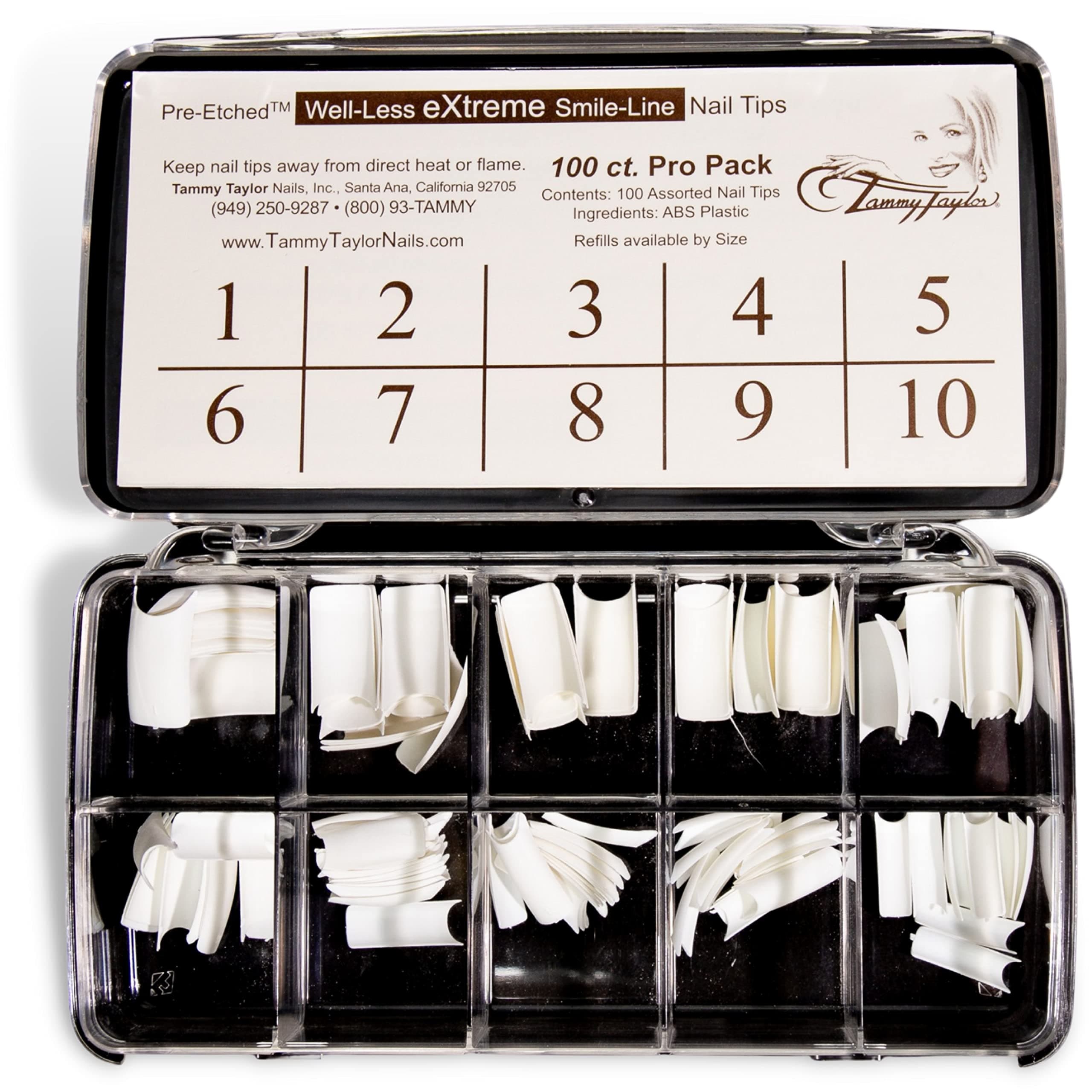 Tammy Taylor Extreme Smile Line Nail Extensions | Full Coverage, Natural Lightweight, Long Lasting, Salon Grade Professional Pre Etched Acrylic Nail Tips | Well-Less Fake Nails, 100 count