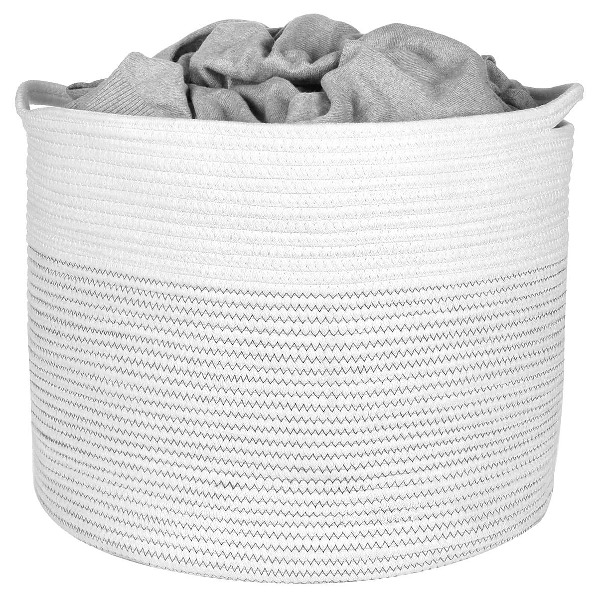 18" x 18" x 15" Extra Large Storage Basket, Cotton Rope Storage Baskets, Woven Laundry Hamper, Baby Toy Storage Bin, for Toys Towel Blanket Basket in Living Room Baby Nursery