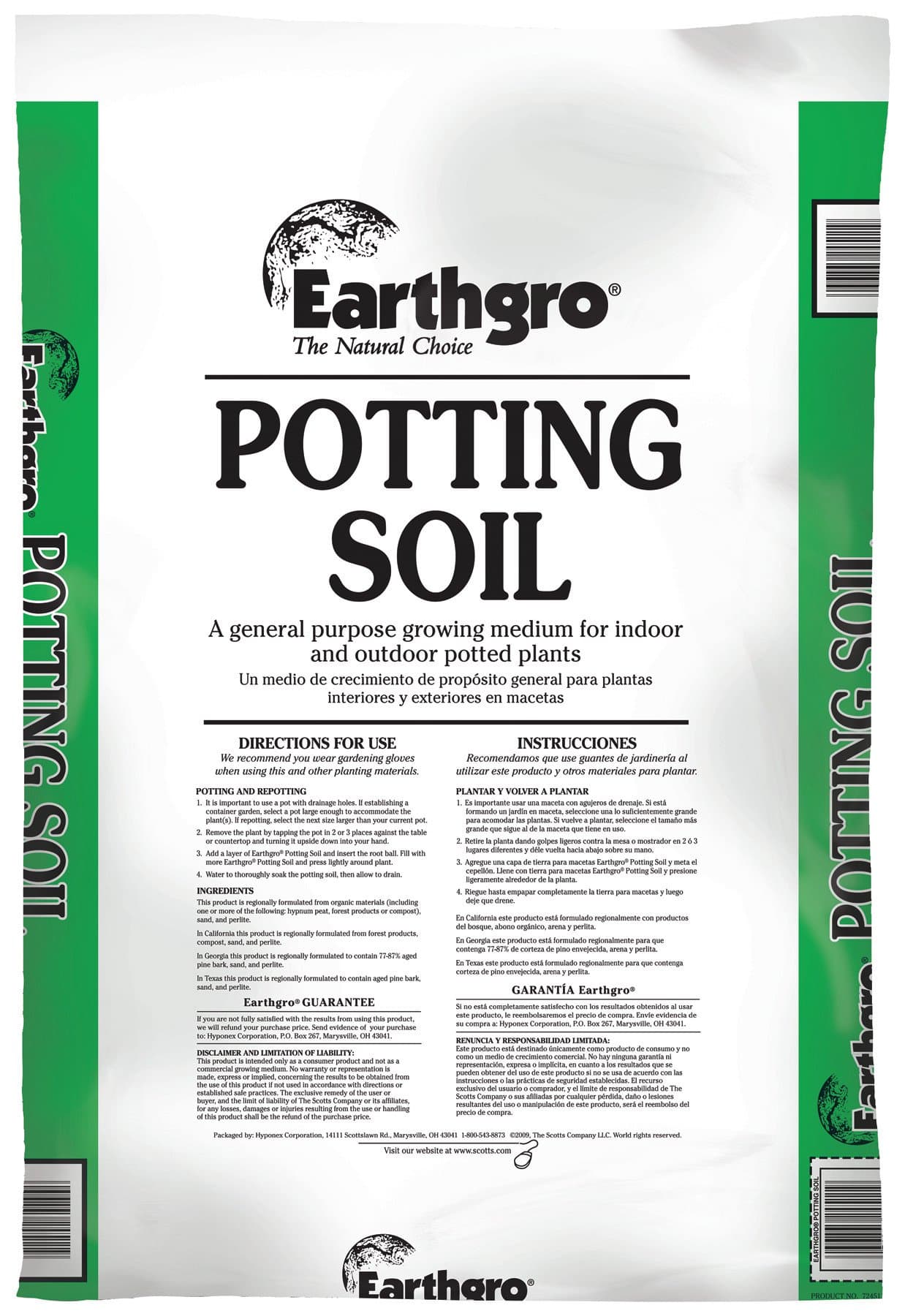 Earthgro 72451180 Potting Soil, 1-Cubic-Foot