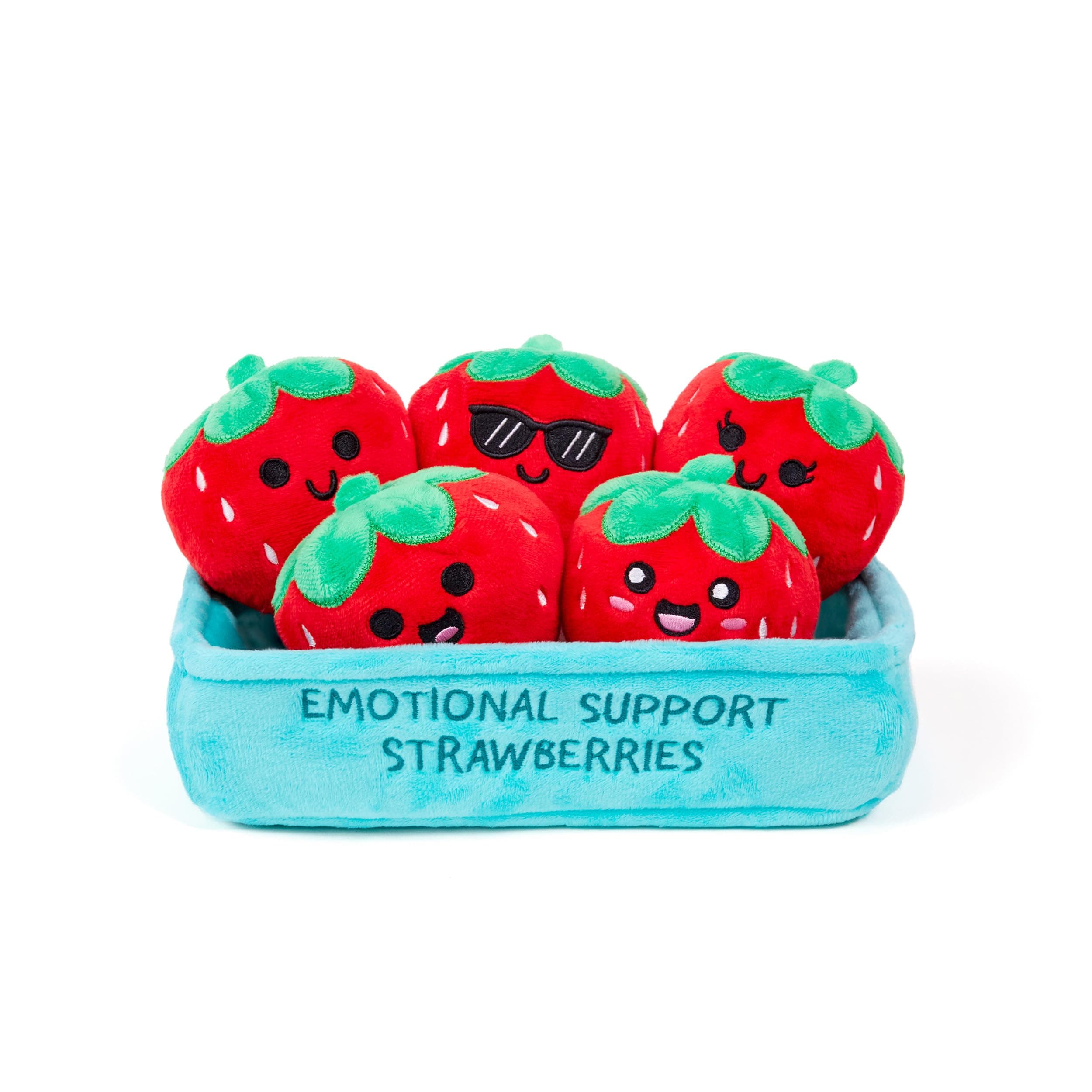 Emotional Support Strawberries by Relatable – Valentines Day Gifts for Kids & Friends, Cute Valentines Plushies Set, Squishy Stuffed Animals, Includes 5 Plush