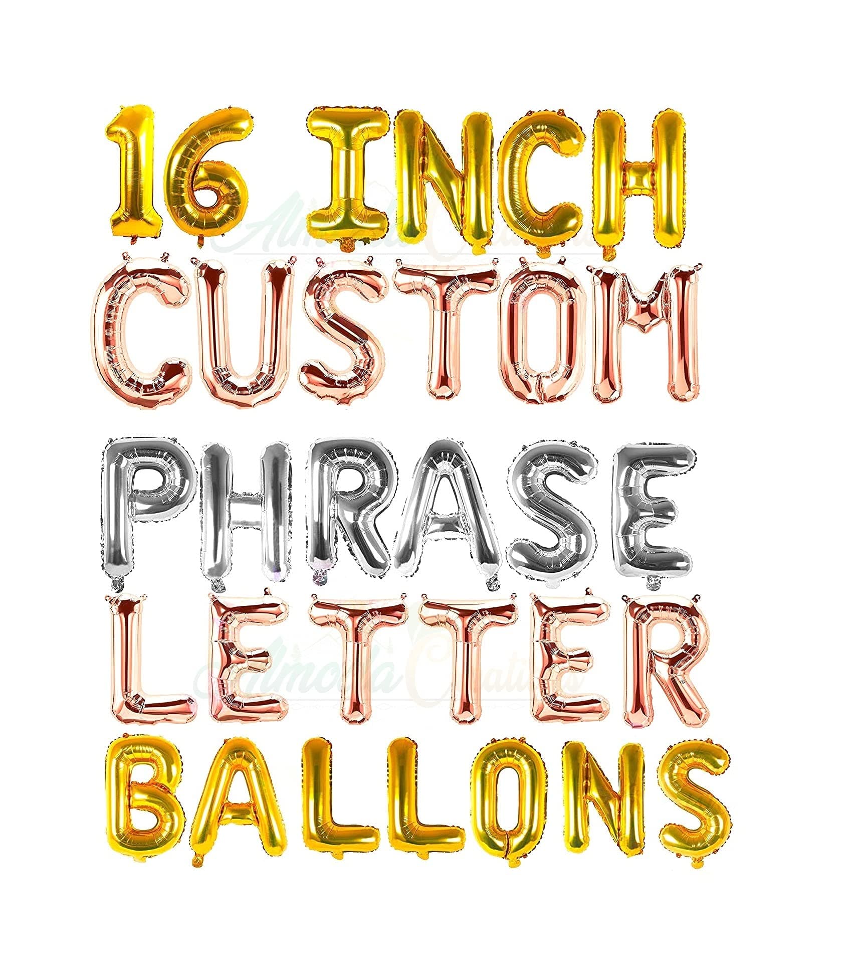 Letters & Numbers Balloons For Party Decoration, 20 Custom Letters For Birthday, Anniversary In Golden, Name Letter Balloons Rose Gold & Silver Color