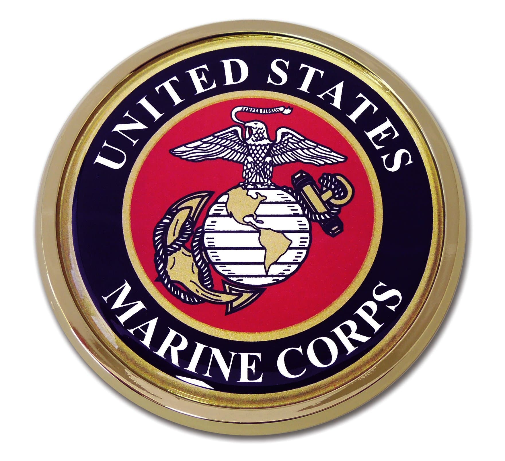 Officially Licensed Large United States Marine Corps Crest All Metal Emblem for SUVs/Trucks | Universal Fit at 3.5" x 3.5" | Weatherproof