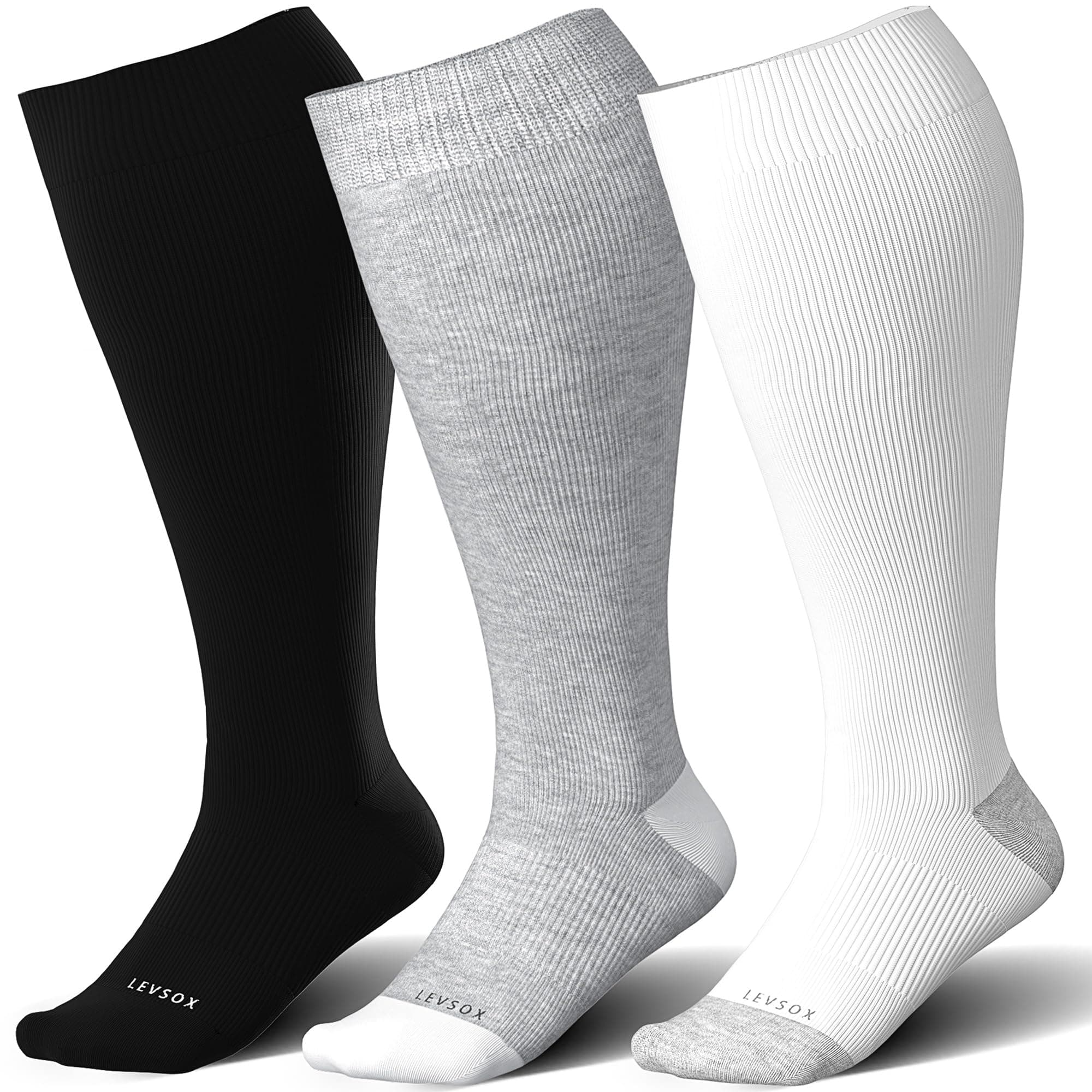 Wide Calf Compression Socks for Women&Men Plus Size 15-20mmHg Knee High Large Support Stockings for Circulation