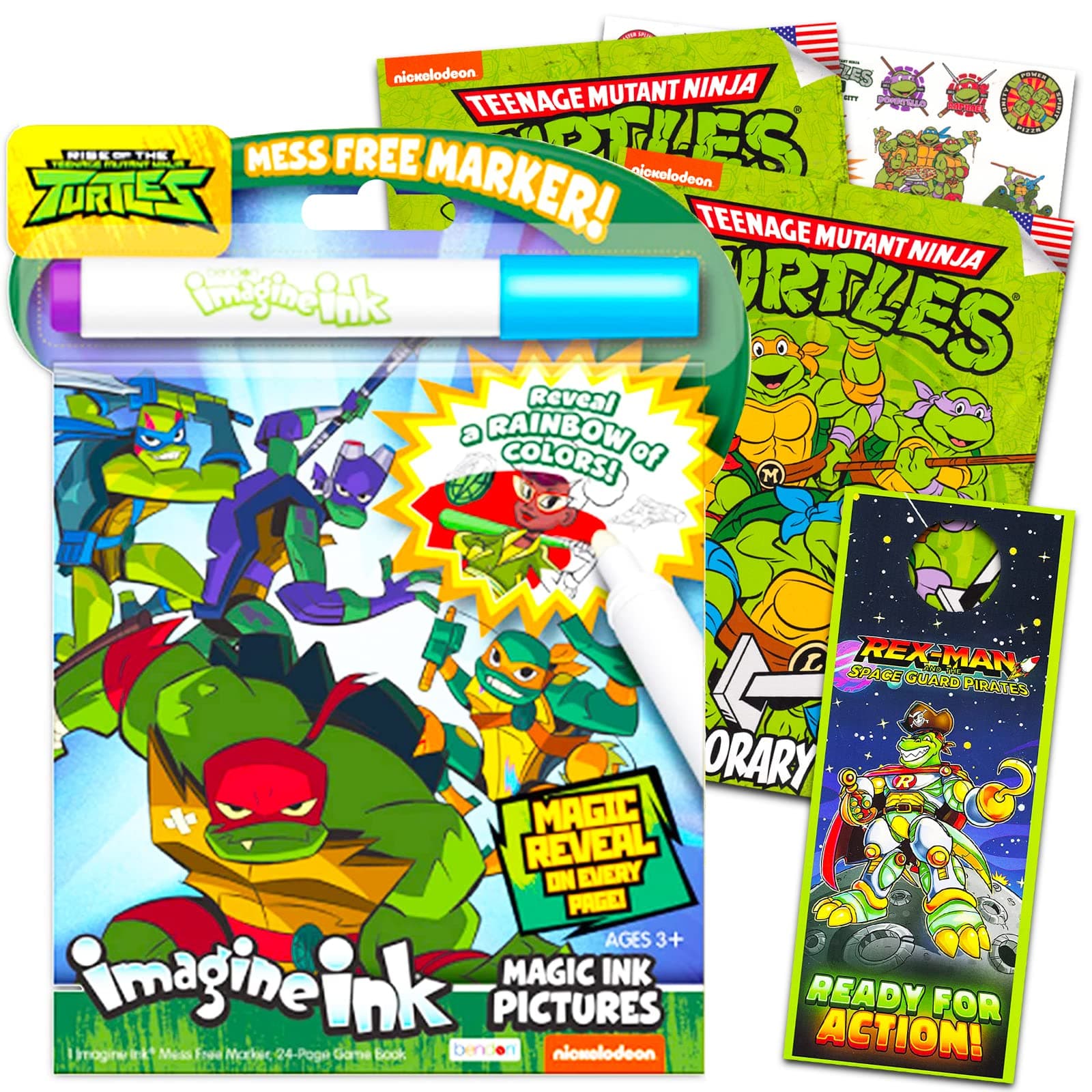 NINJA TURTLES Teenage Mutant Imagine Ink Bundle ~ TMNT Activity and Coloring Book for Kids with 50 Teenage Mutant Tattoos (TMNT Party Favors)