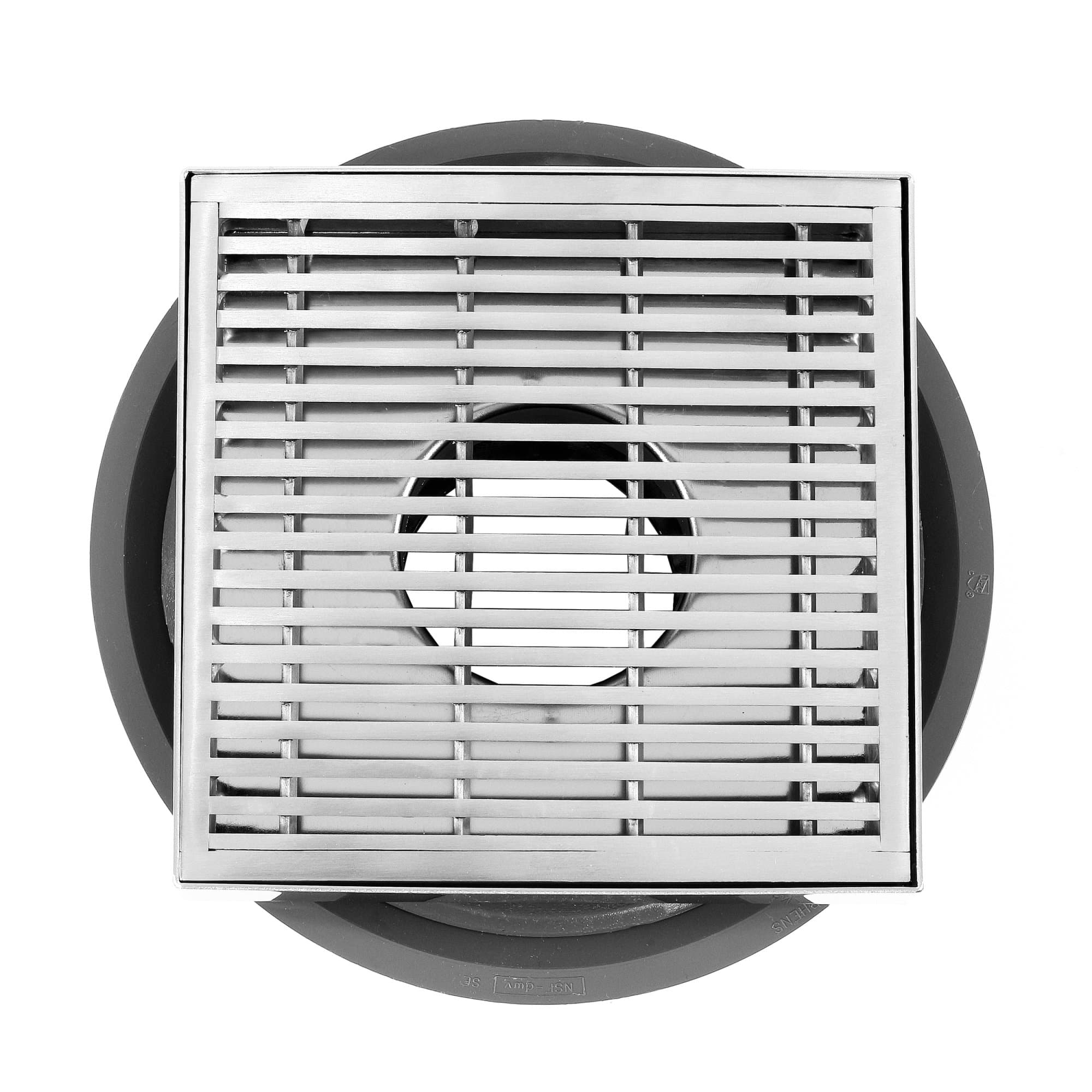 Premium AQVA 5 Inch Square Stainless Wedgewire Drain with Base - Durable Stainless Steel, Effortless Installation, Superior Drainage Performance, Sleek Modern Design - Ideal for Bathroom Showers