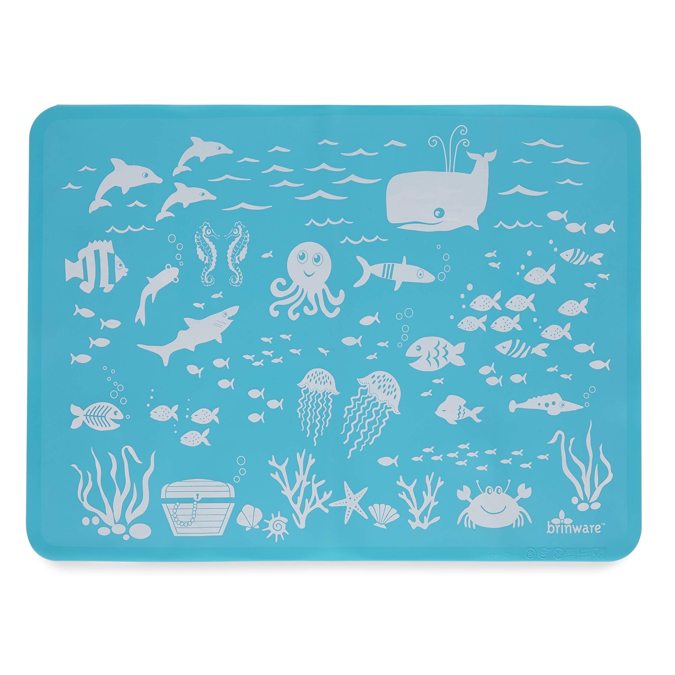 Brinware Slip Resistant Silicone Placemat- Under The Sea, Blue, One Size