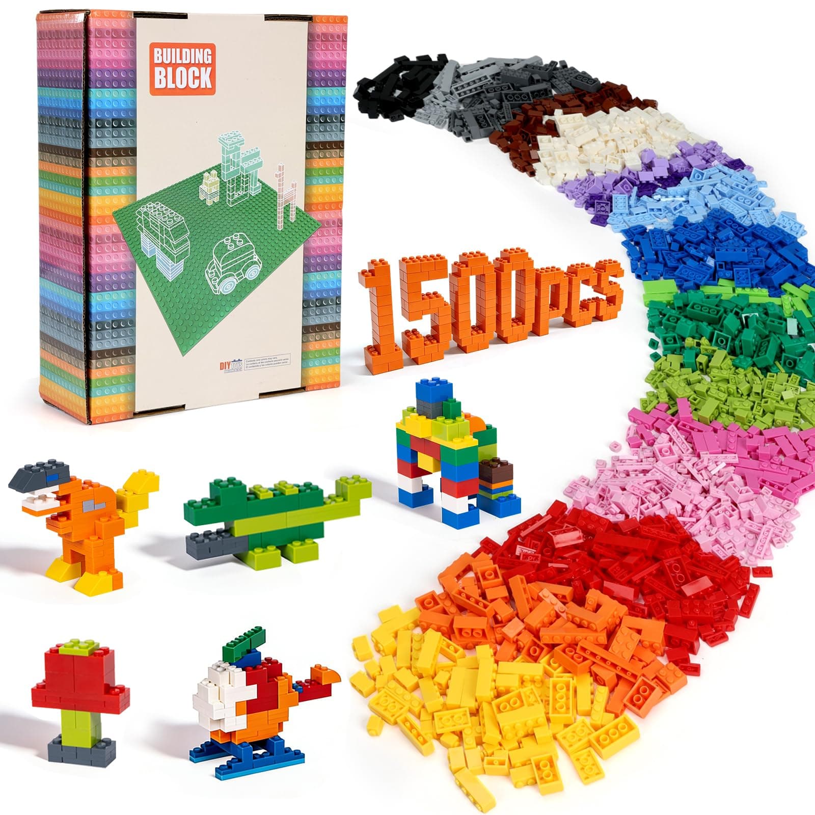 Lekebaby Classic 1500 Pieces Building Bricks Kit Basic Brick Set for Kids Creative Play, Compatible with All Major Brands, Educational Toy for Boys Girls 6 Years Old and Up