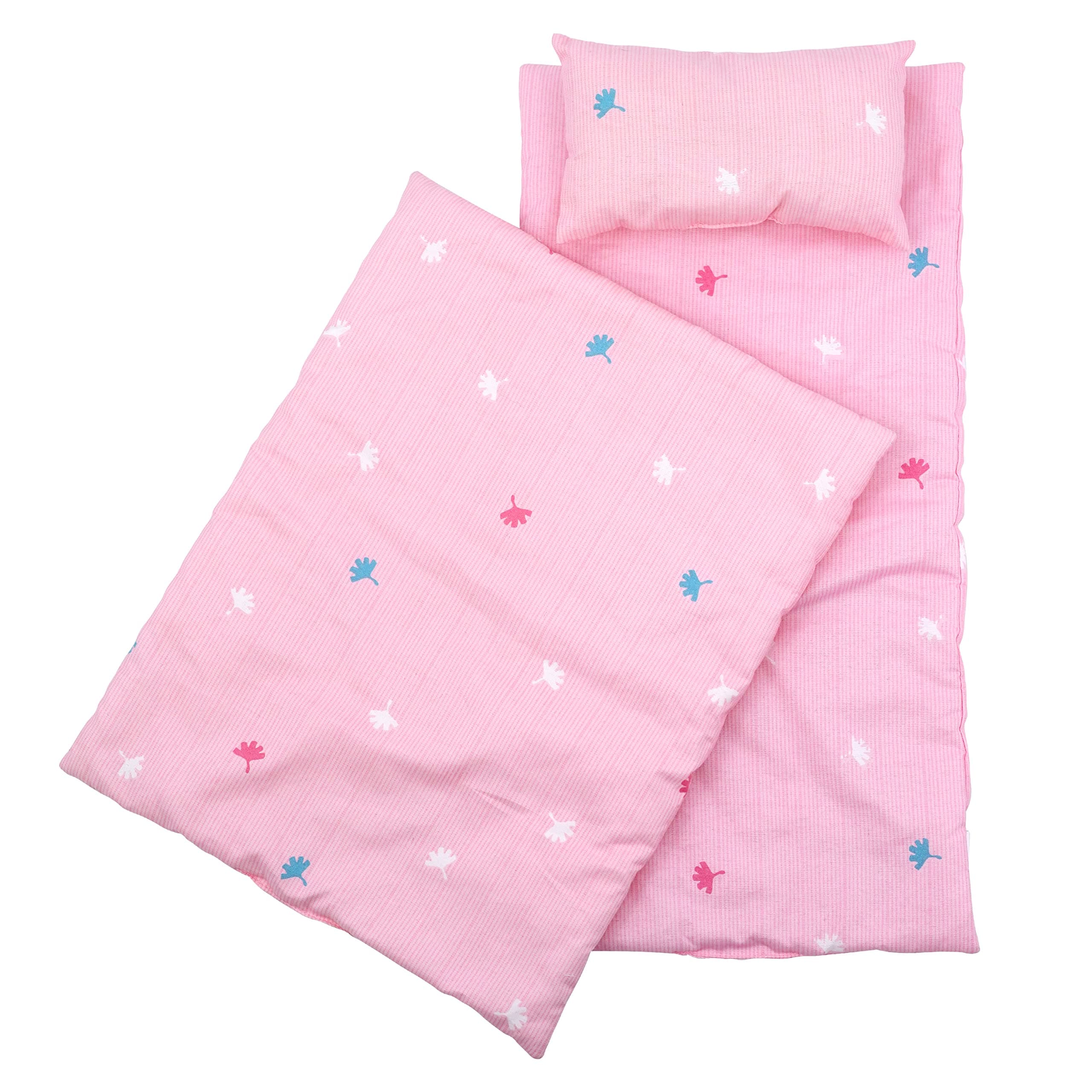BiBi Doll Baby Doll Bedding Set for up to 20" Dolls - Includes Pink Quilt, Pillow & Mattress - Soft Fabric, Promotes Nurturing Play, Fits Most Cots & Cradles, Toy for Girls & Boys Aged 18 Months+
