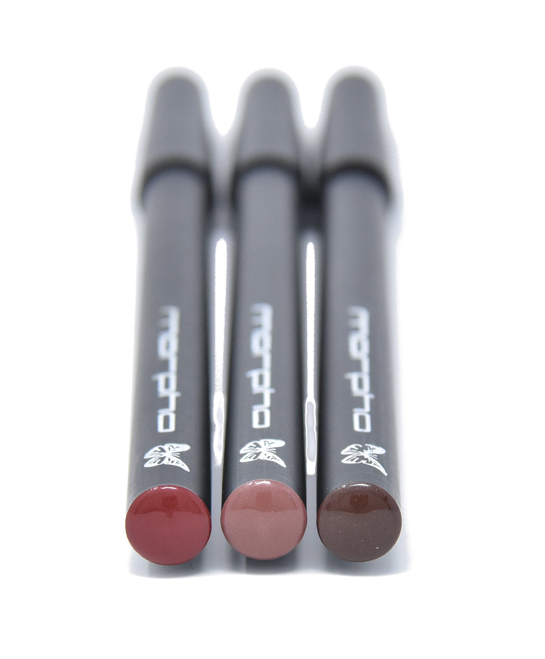 Cumaru, Zanga, Tonka - Set of 3 Creamy Lip Perfecting Pencils with Sheer Sheens of Pink, Gold or Bronze Provide Long Lasting Lip Color - Morpho Cosmetics