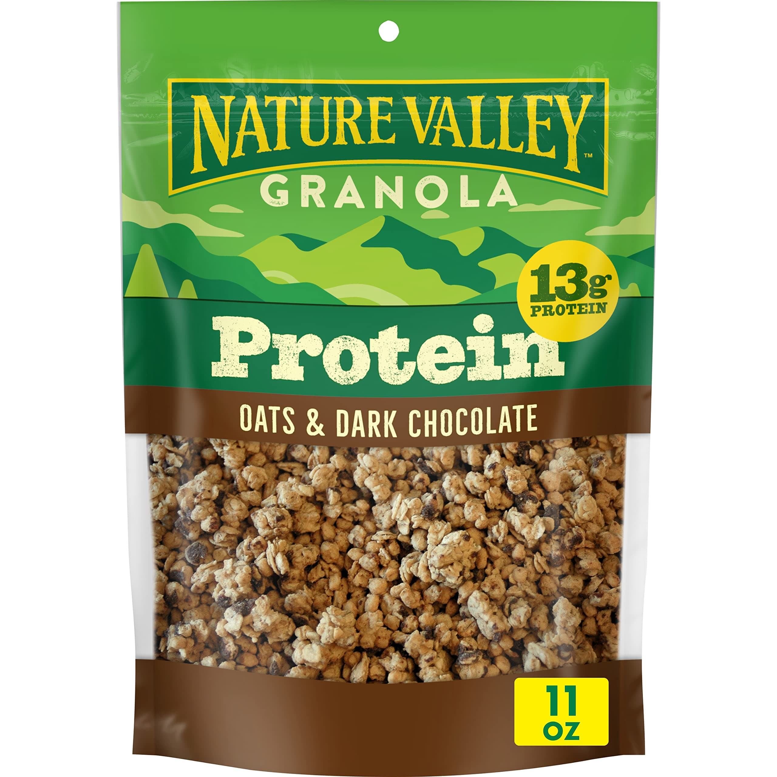 Protein Granola, Oats and Dark Chocolate Granola, Resealable Snack Pouch, 11 oz