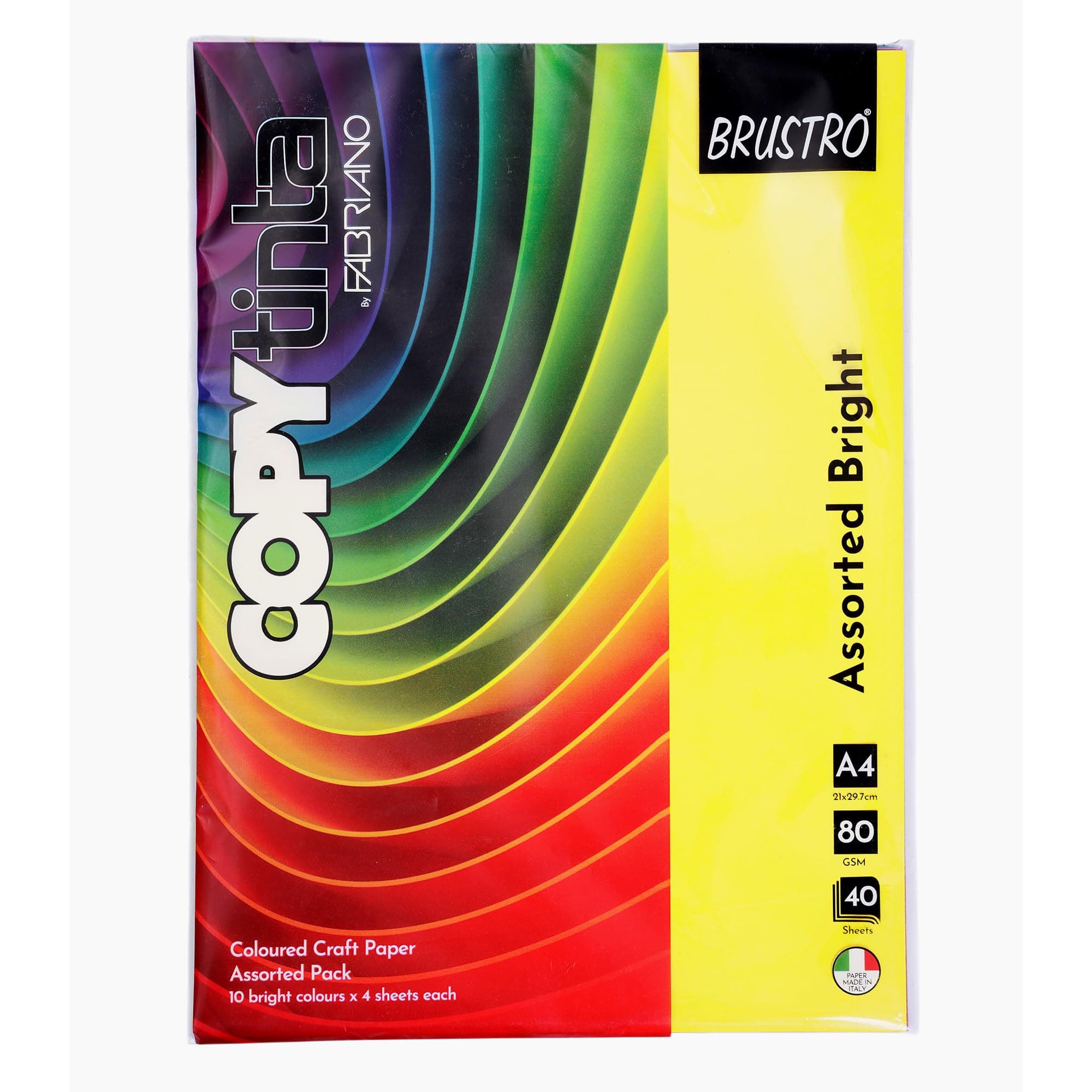 Copytinta Mixed Bright Colour Craft Paper| A4 Size | 80 GSM | Pack of 40 Sheets (10 colors x 4 sheets)|Double Side Colored, Ideal for Origami, Scrapbooking, Making Card, DIY Art & Craft.