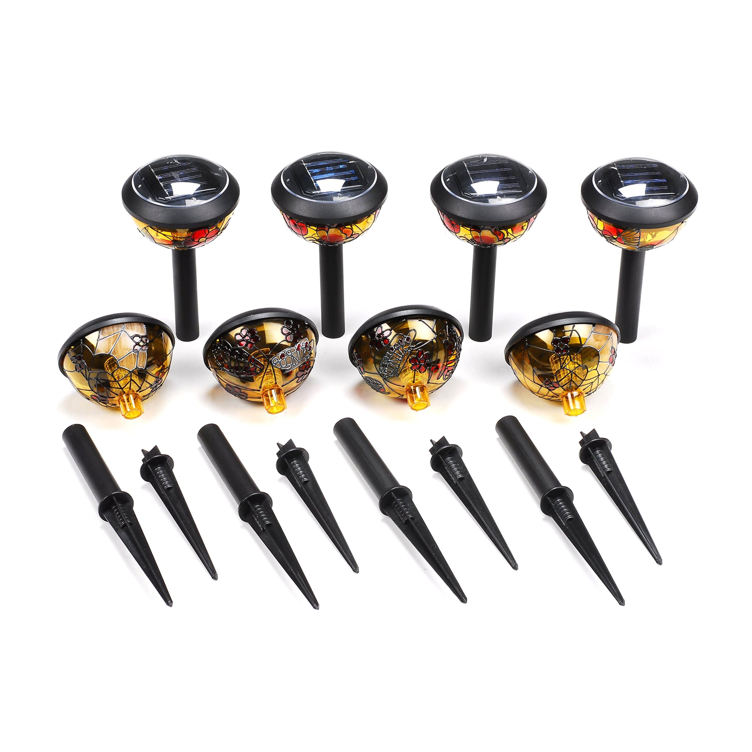 Gardensity Solar Mini Tiffany Style Lamp Outdoor Garden Patio Light Lights Set Of 8 leaded glass style