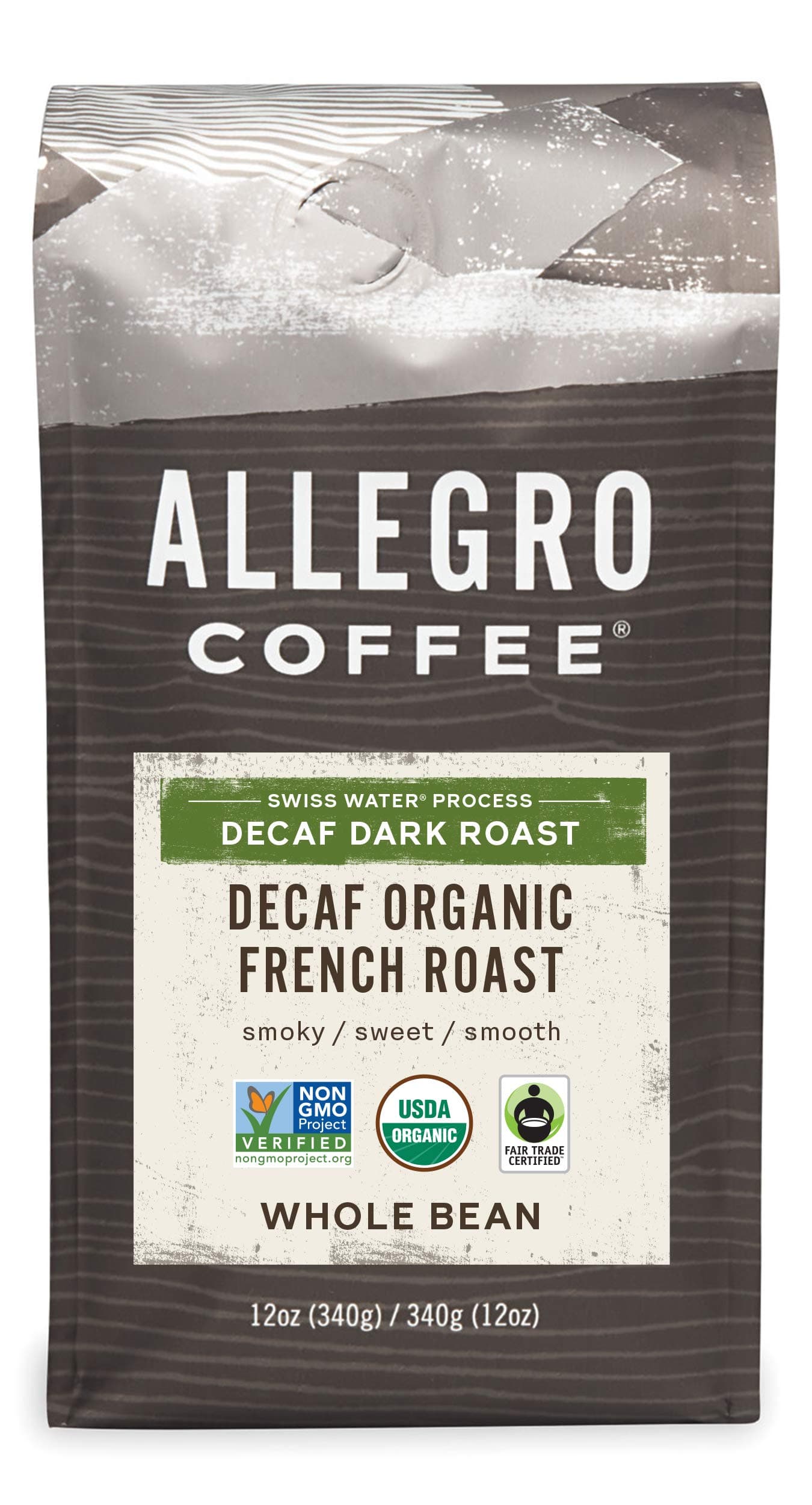 Decaf Organic French Roast Whole Bean Coffee, 12 Ounce (Pack of 1)