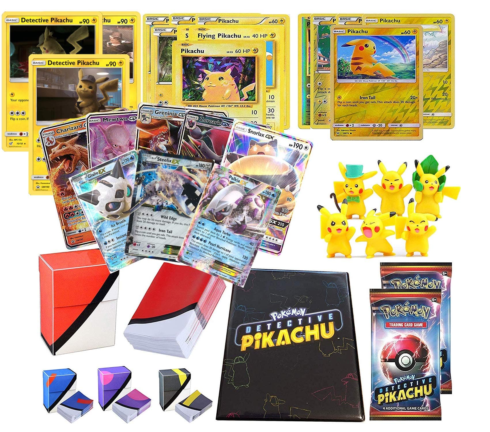 Playoly Premium Mystery Detective Pikachu Case File with Ultra Rare, 2 Booster Pack, Pikachu Figures, Deck Box, Binder, 100 Sleeves