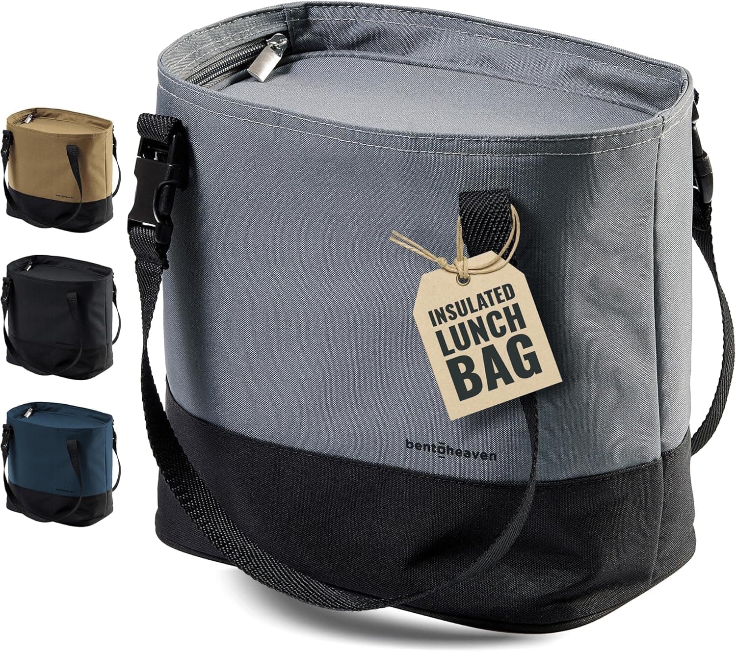 Bentoheaven Insulated Lunch Tote for Work - Durable Materials, Variable Strap/Handle, Wide Opening - Cooler Lunch Bag for Women & Men - Fits all major Bento Lunch Boxes and Other Containers