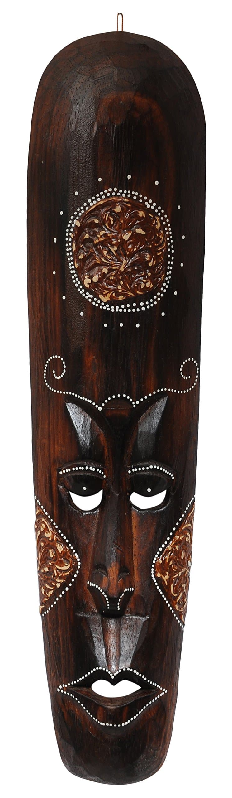 WOODENCLAVE Wood Decorative African Hand Carved Mask (20 x 6.5 x 1 inch, Multicolour)