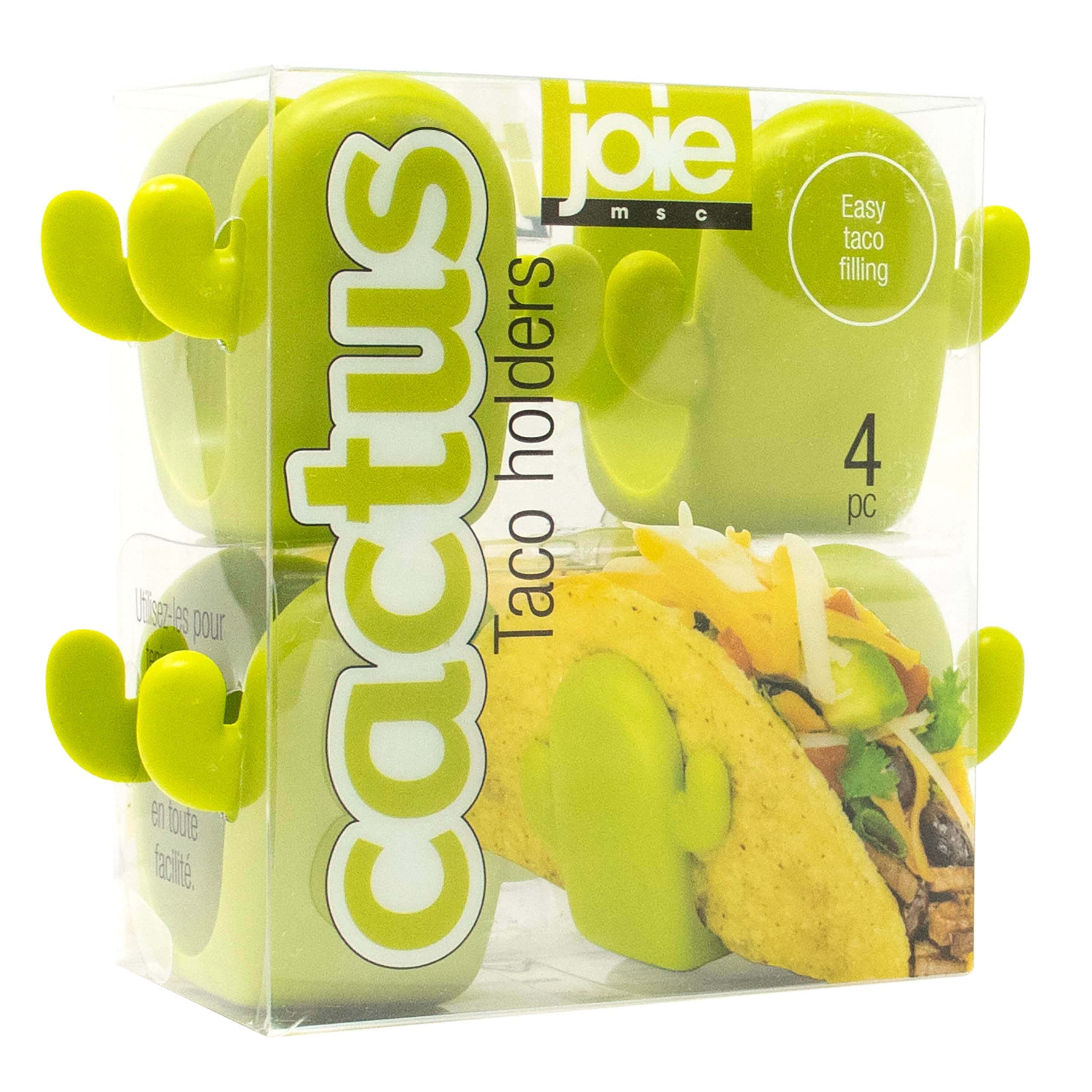 Joie Cactus Taco Holders, Sturdy Stands Keep Hard Shells Upright, Protect Crunchy Shells from Breaking or Spilling, Fill Tacos Hands-Free, Cute Kitchen Gadget, BPA-Free, 4 Count