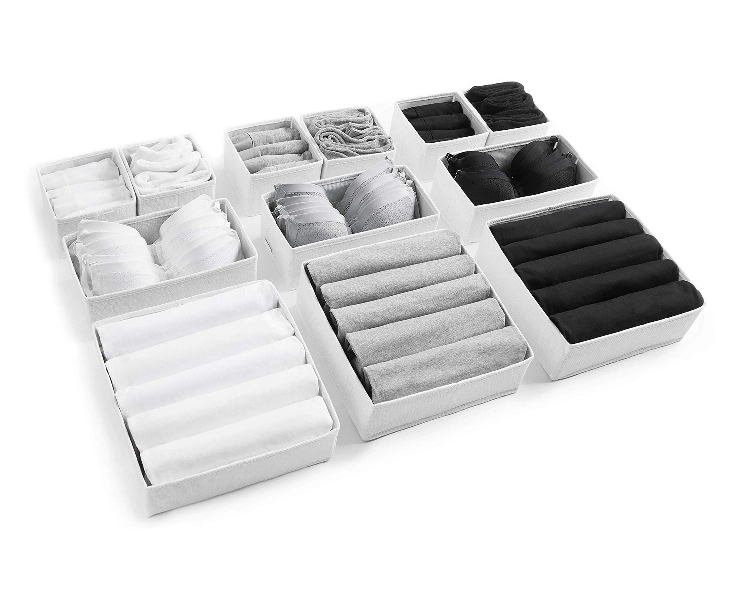 12pcs White Large Drawer Organizer Drawer Organizers for Clothing Wardrobe Clothes Organizer Underwear Organizer Dresser Drawer Organizers Underwear Drawer Organizer Clothes