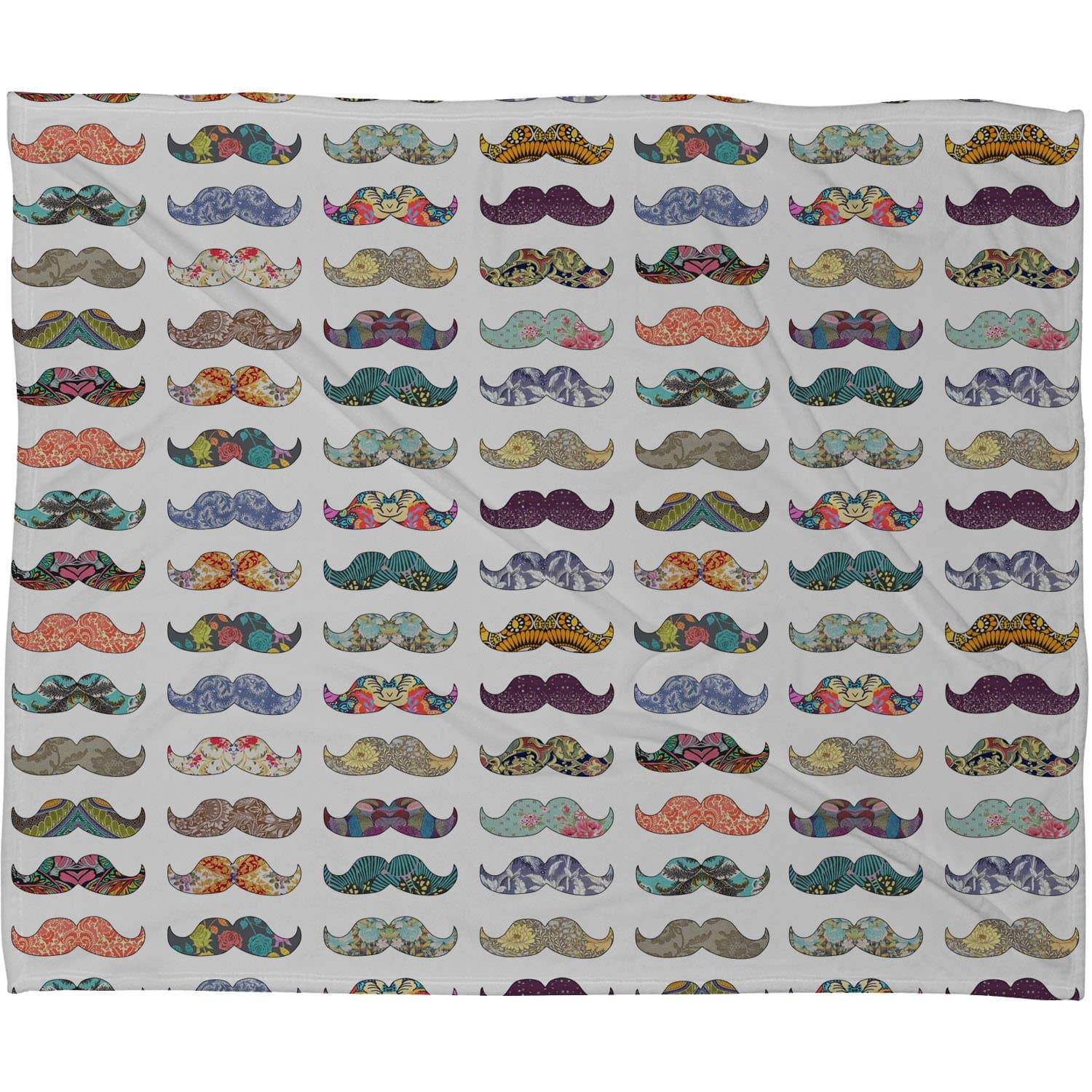 Deny Designs Bianca Green Mustache Mania Fleece Throw Blanket, 30 x 40