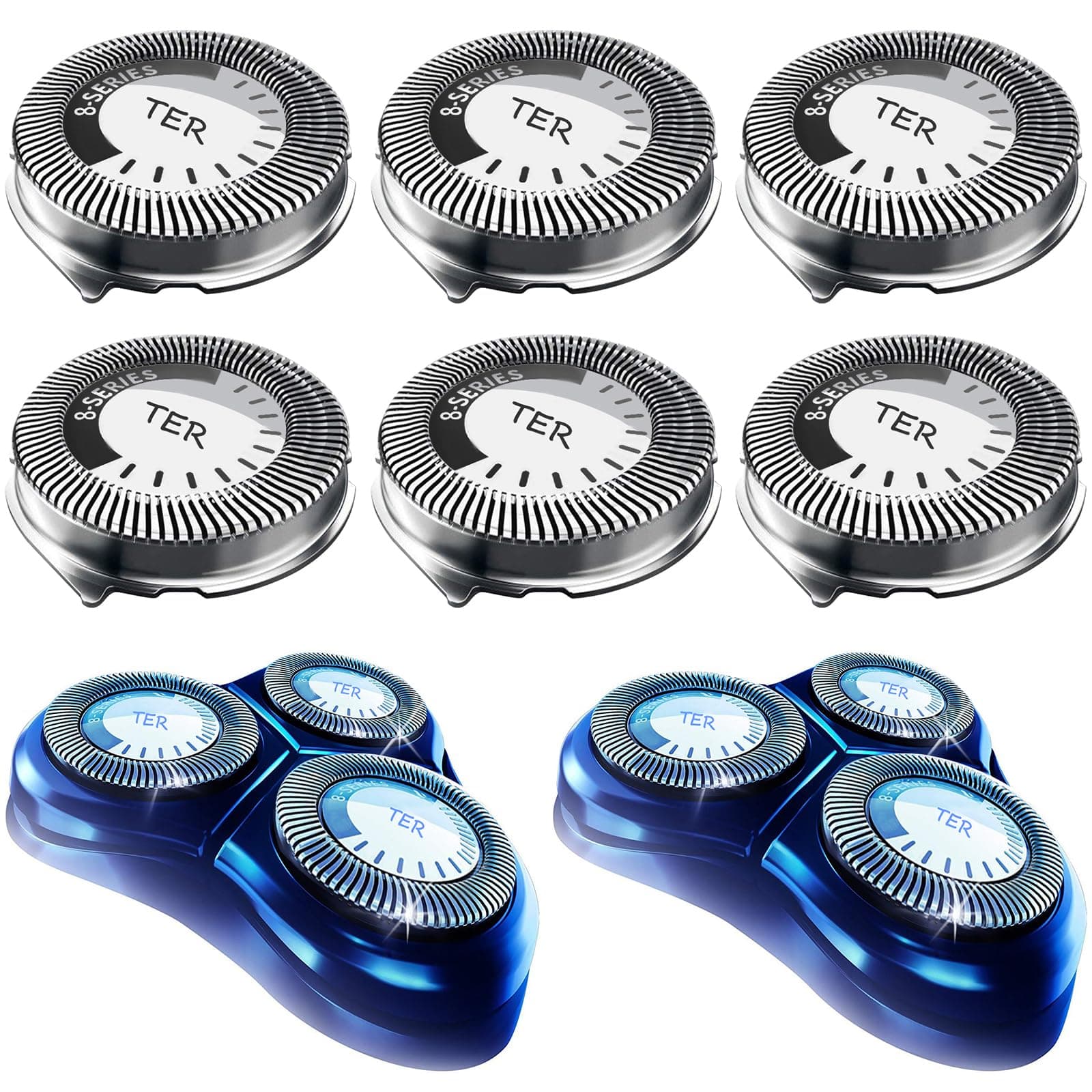 HQ8 Replacement Heads for Philips Norelco Shavers, OEM HQ8 Heads Upgraded, 6-Pack