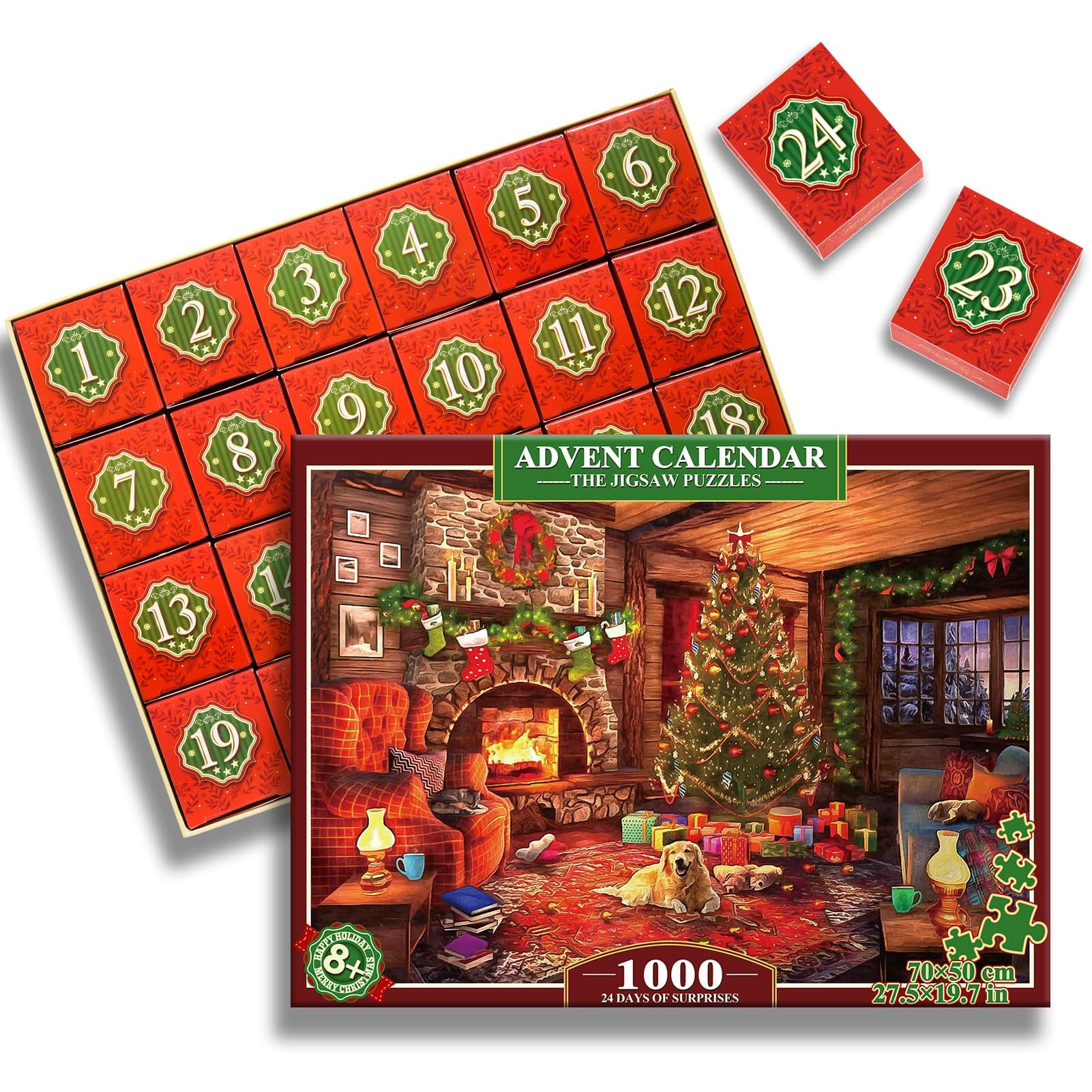 HappyGoLucky Advent Calendar 2024 Puzzle Adults, Jigsaw Puzzle 1000 Pieces Christmas Gifts for Adults and Children Christmas Calendar for Men and Women Gift Santa Girl Boy