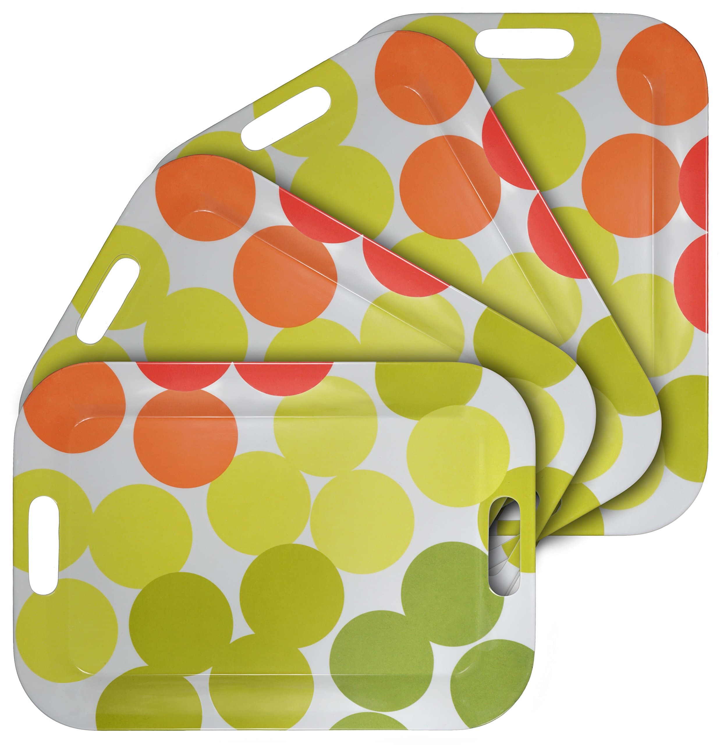 WUMN Colorful Plastic Serving Tray with Handles, BPA-Free Safety Fast Food Tray, Rectangular Melamine Tray 42 x 30cm，Serving Plate and Platters - Set of 4