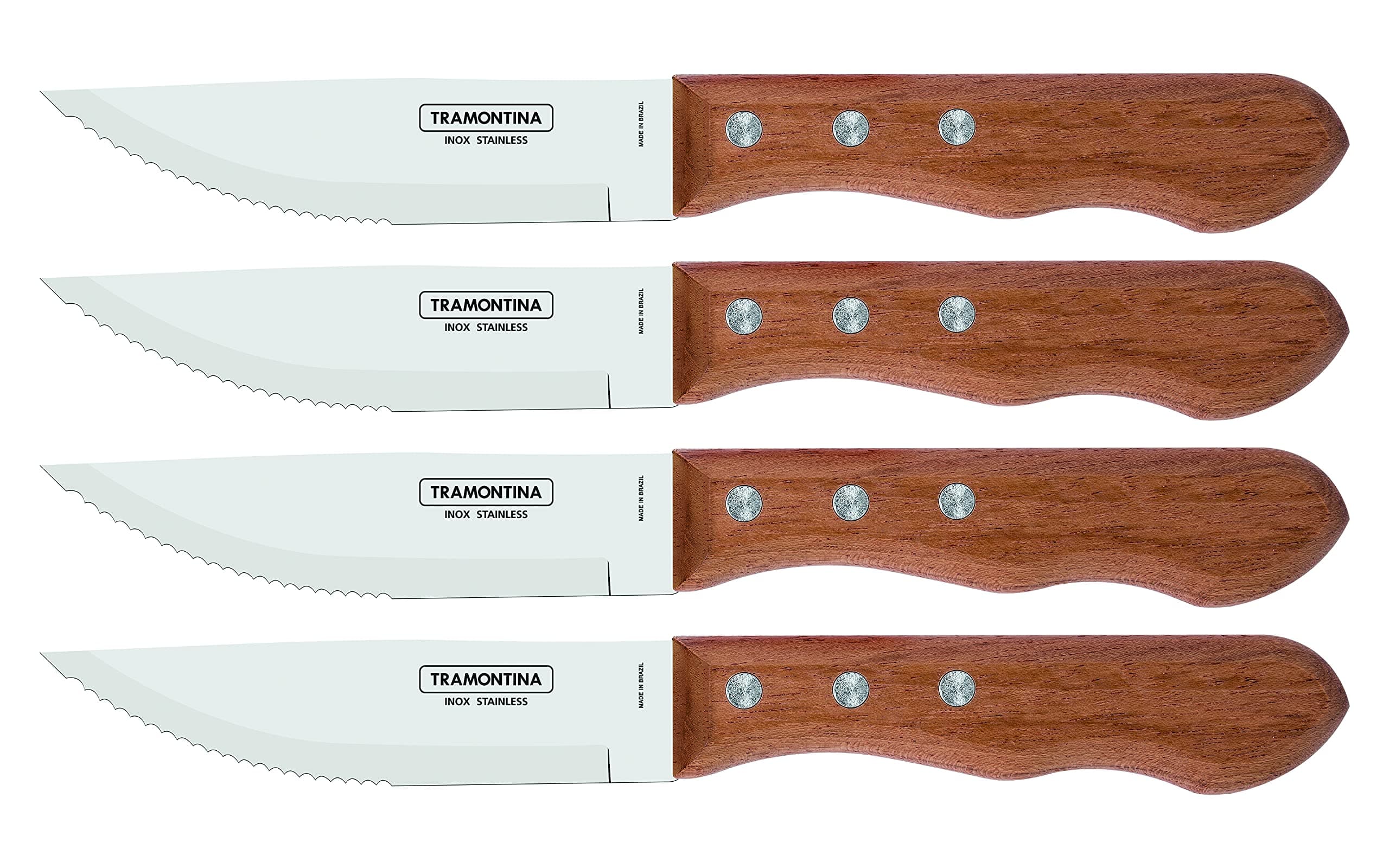 5” Jumbo Steak Knives Set of 4, Sharp Knife with Wooden Handle, Camping, Kitchen, Rustic, 22399079