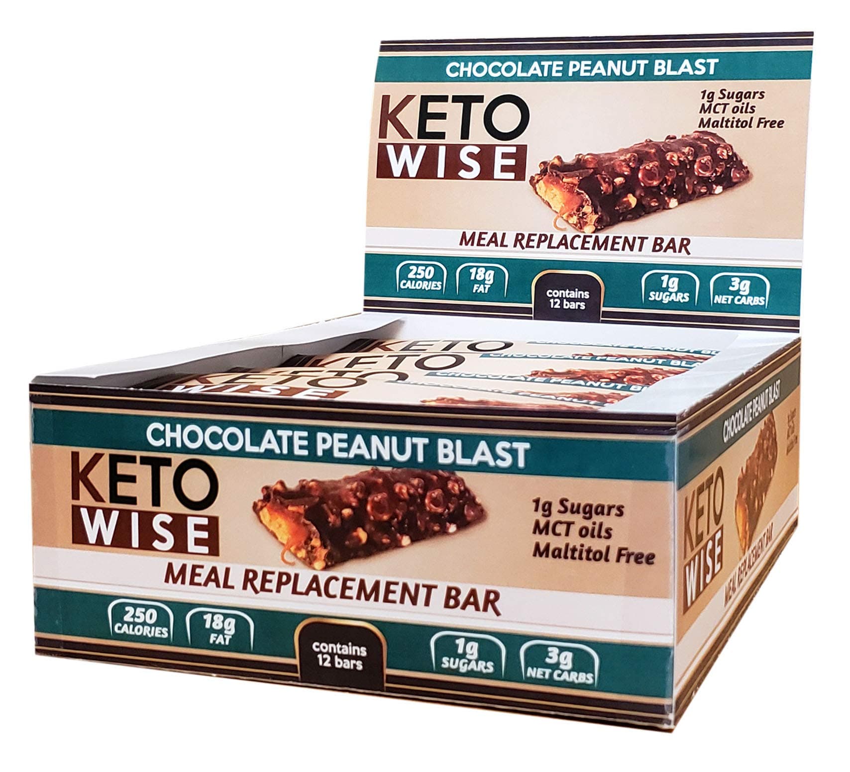 Keto Wise Meal Replacement Bar - Chocolate Peanut Blast - Box of 12