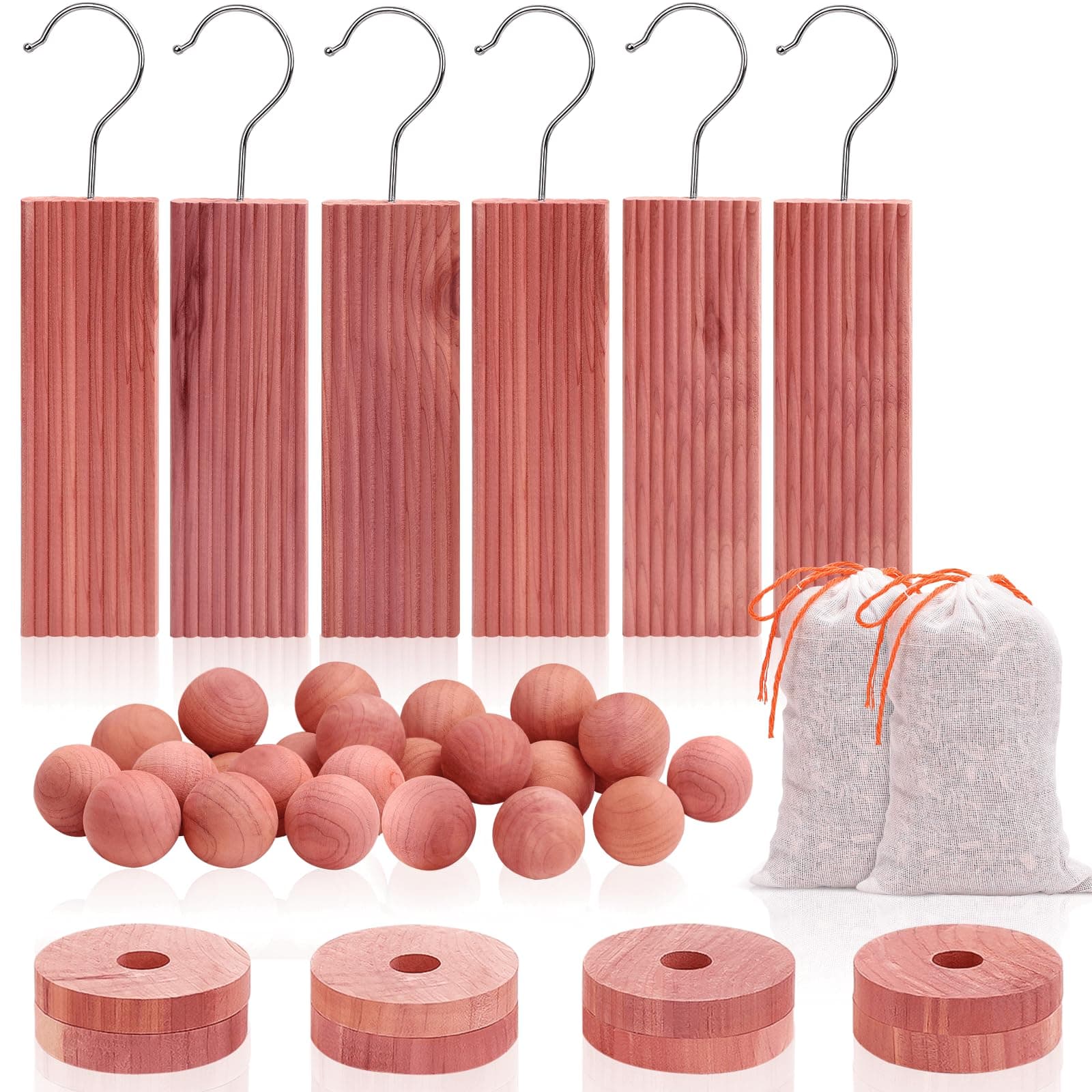 Homode Aromatic Red Cedar Blocks for Clothes and Shoes Storage | Natural Moth Repellant | Cedar Hangers and Balls Included | Value Pack (40 Items and Sandpaper)