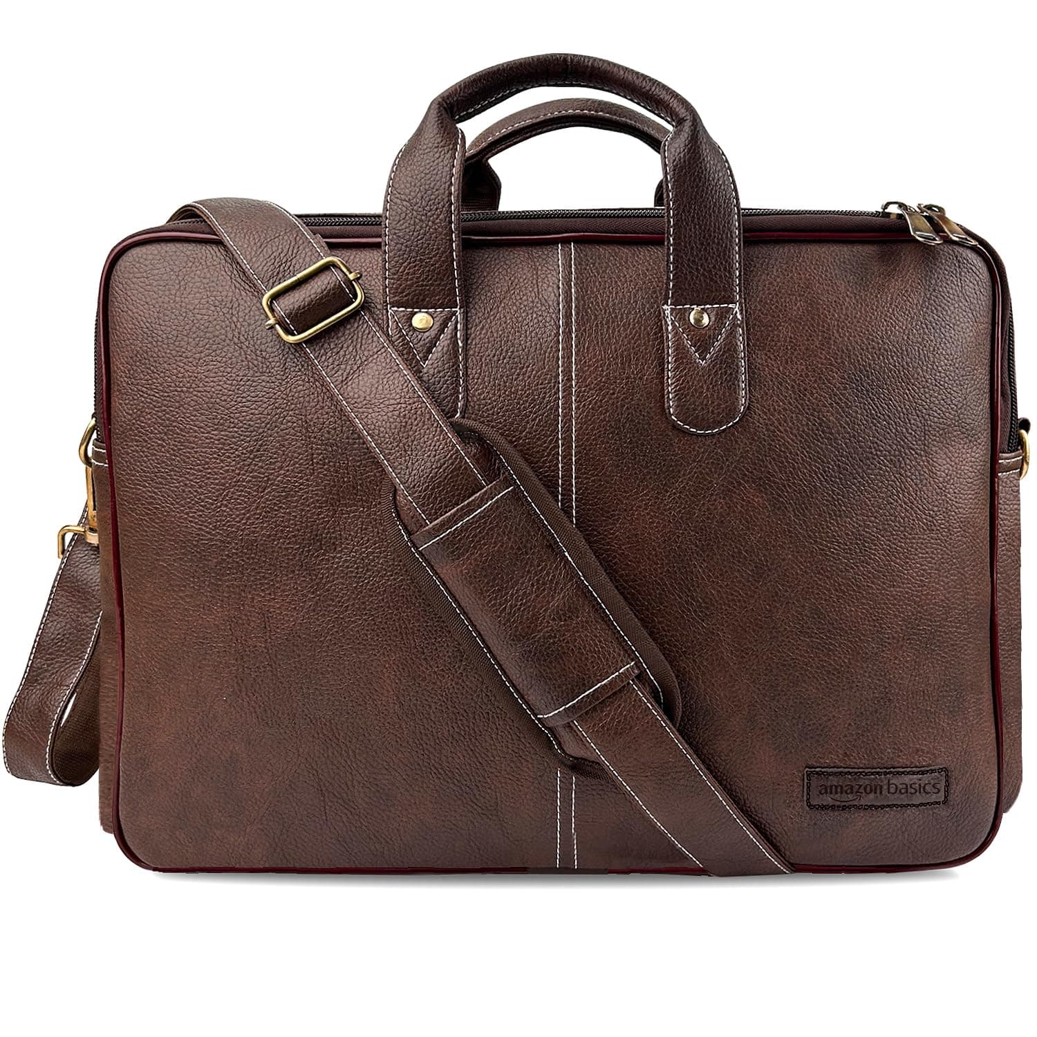 Men's Synthetic Leather Office Laptop Bag | Fits Up to 14/15.6/16 Inch Laptop/MacBook | Adjustable Handle | Shoulder Strap | (Tan)