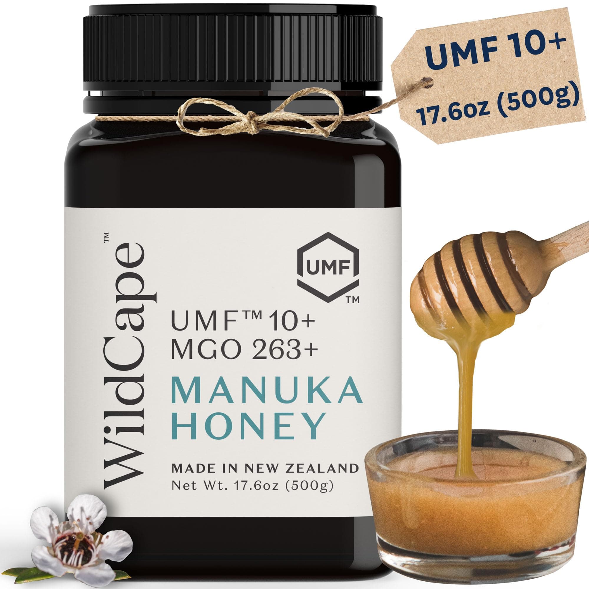 Manuka Honey Certified UMF 10+/MGO 263+ - 100% Pure, Raw, Unpasteurized, Non-GMO, Made in New Zealand - 17.6 oz (Pack of 1)