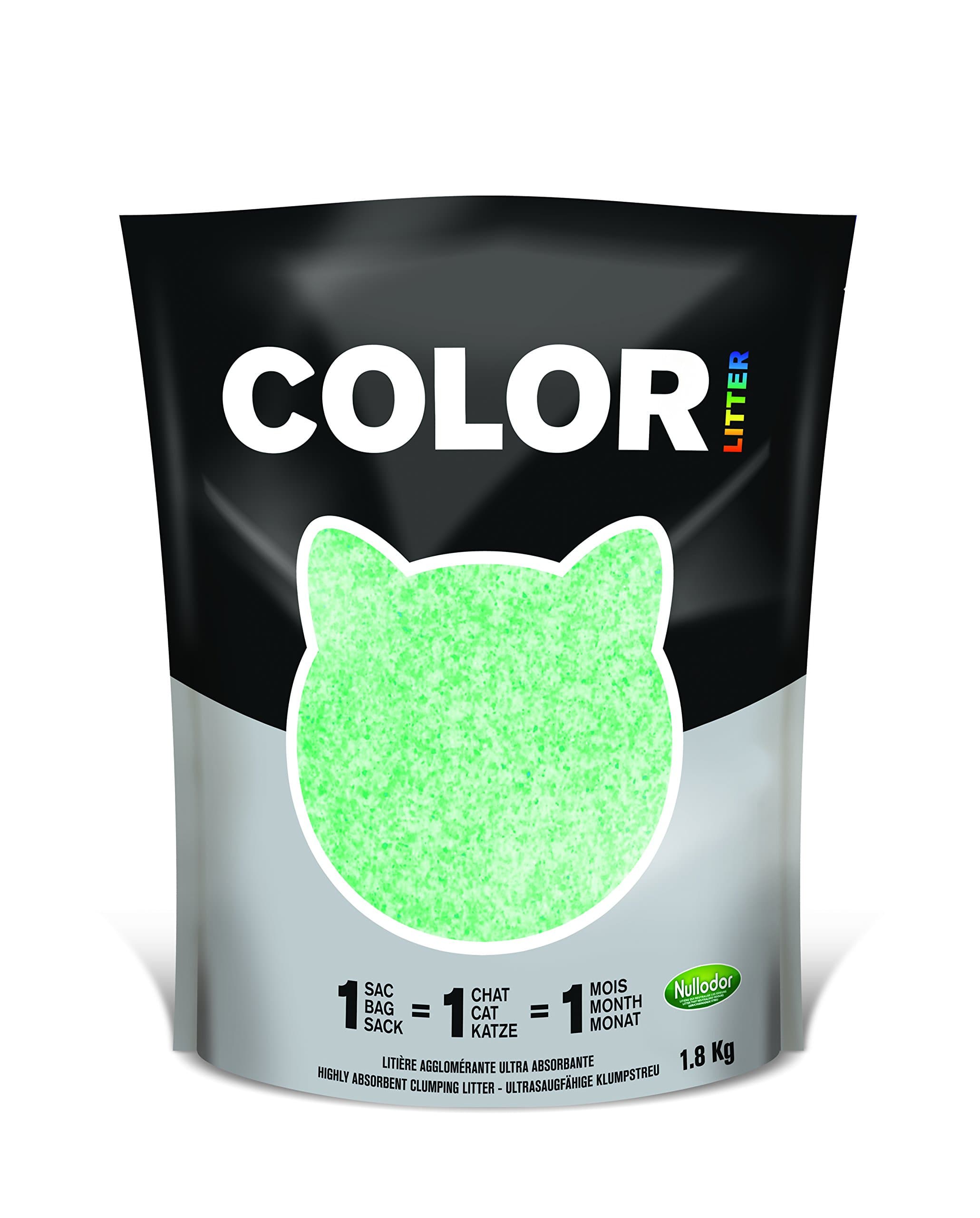 Nullodor Color Clumping Silica Cat Litter 1.8 kg Green
