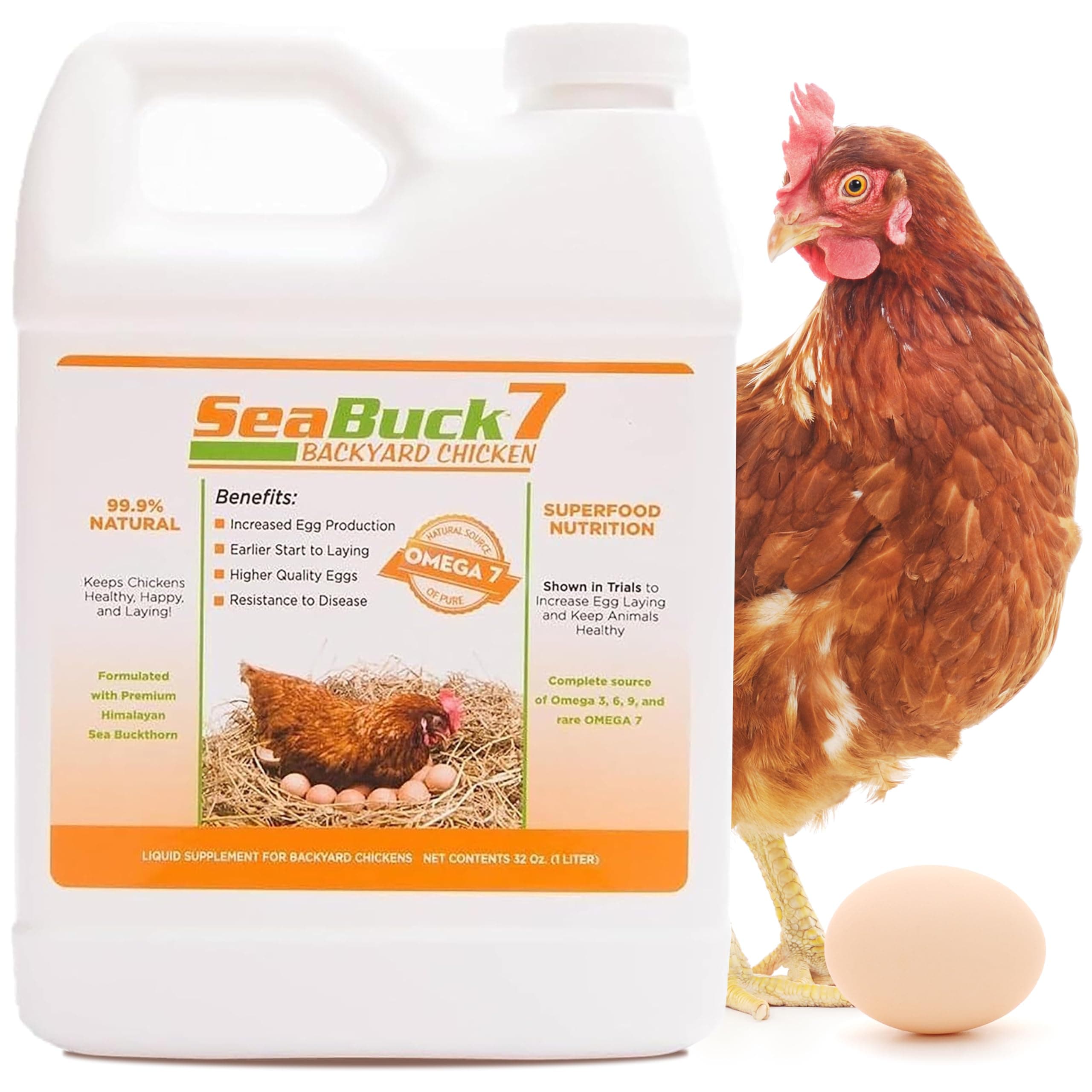 Chicken & Bird Supplement with Sea Buckthorn to Improve Egg Quality & Increase Egg Production (1-Month Supply for 20 Chickens)
